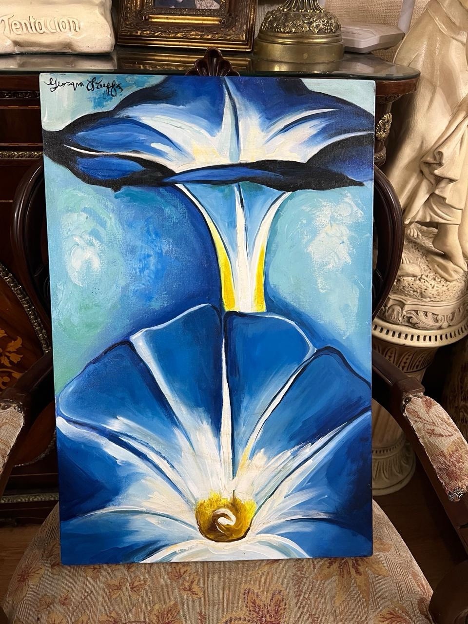 Georgia O’Keeffe – Amazing Oil Painting – Signed – Stamped – A1