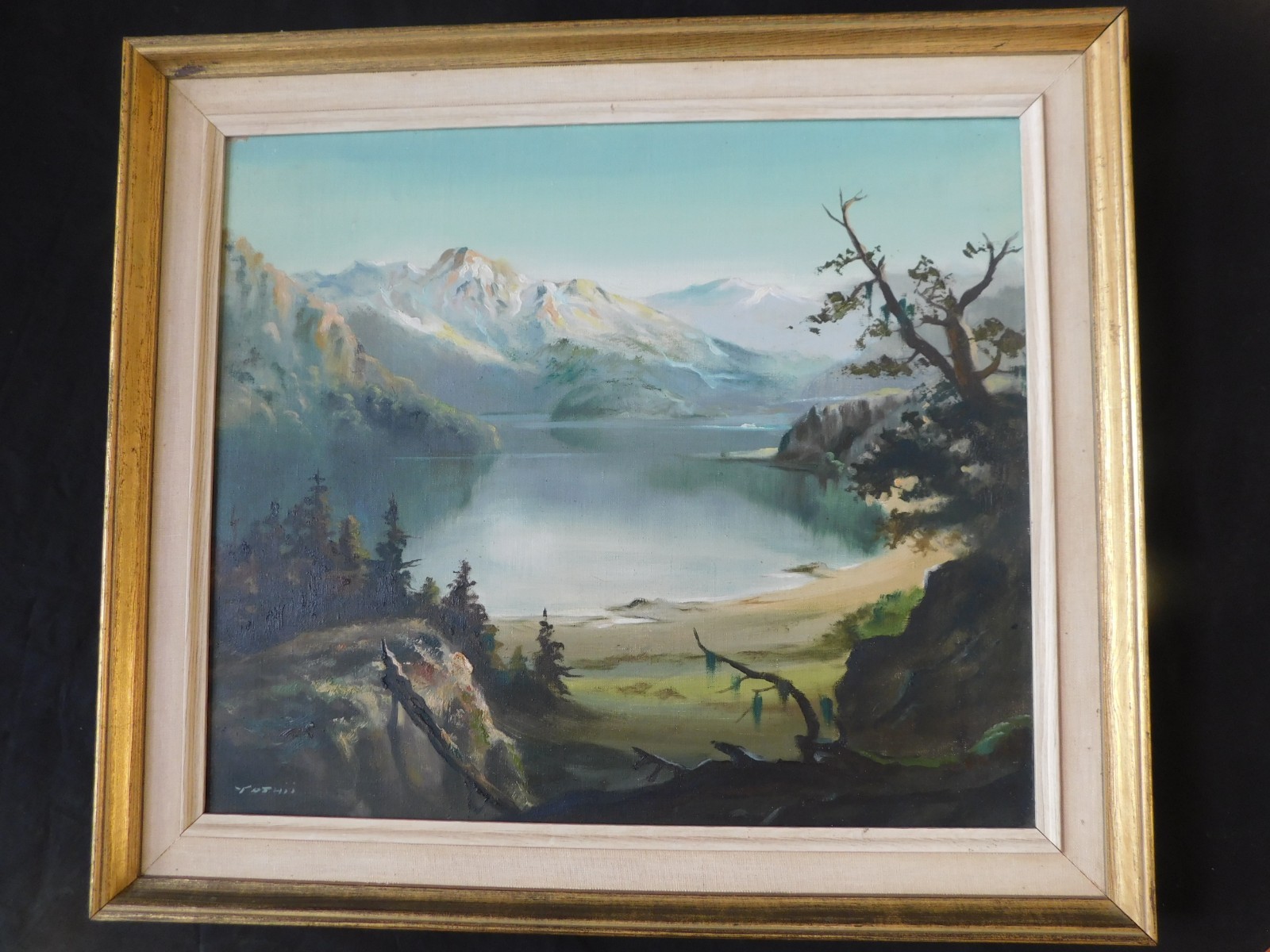 Mid Century 60’s Impressionist Tonalist Landscape Oil Painting 22 x 25 by Yoshii