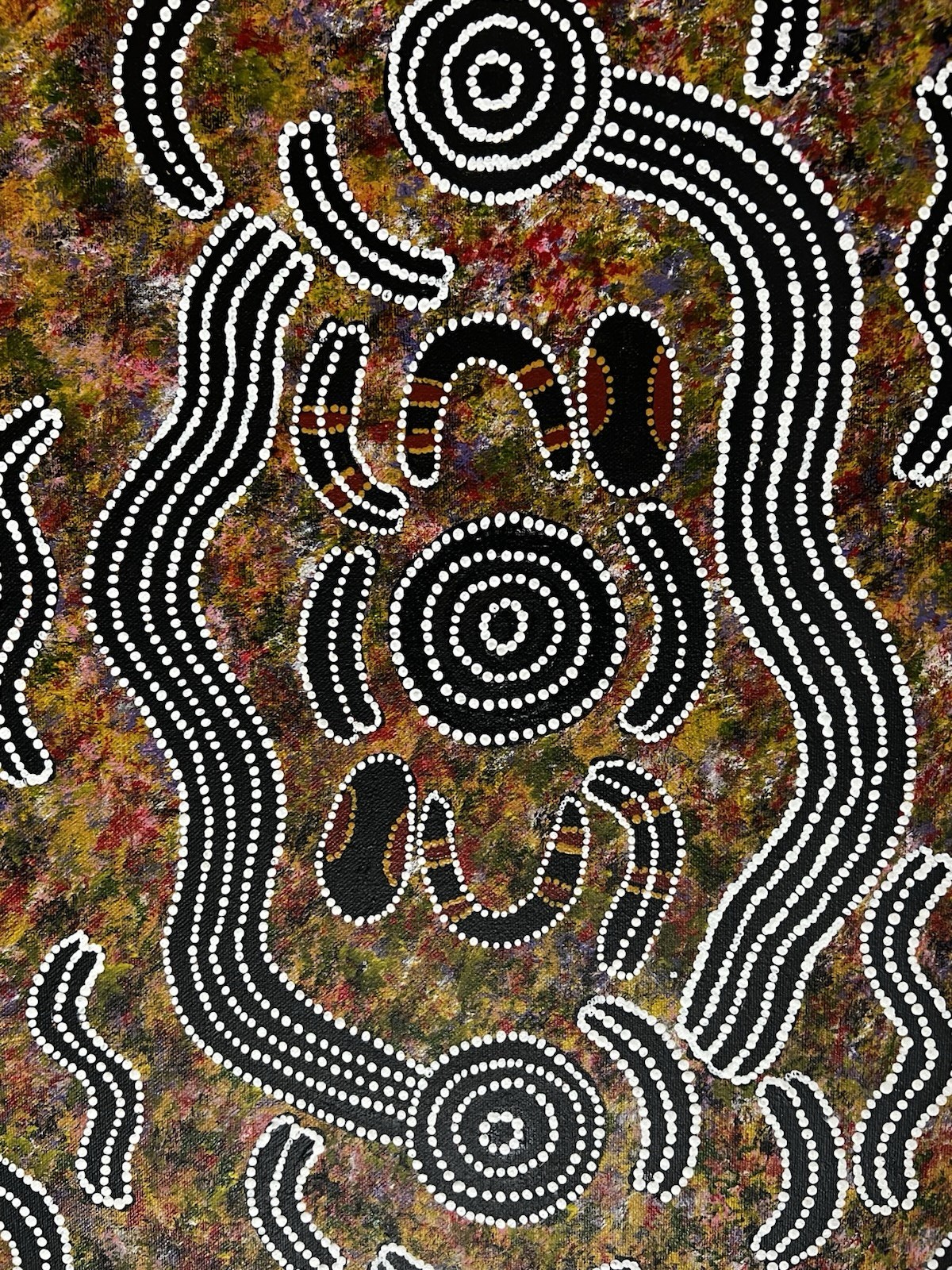 Audrey Nungarrayi Aboriginal Dot Painting“Men Singing for the Rain”Signed Canvas