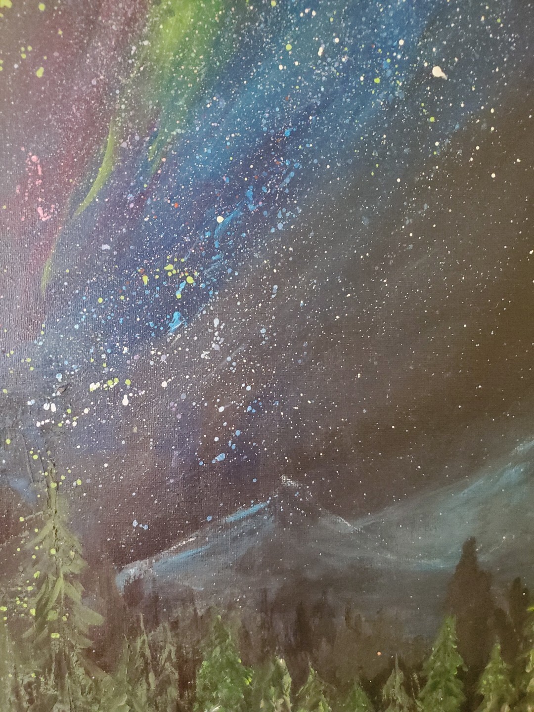 Mystic Mountian Aurora Borealis Original Painting Laura Fiorillo