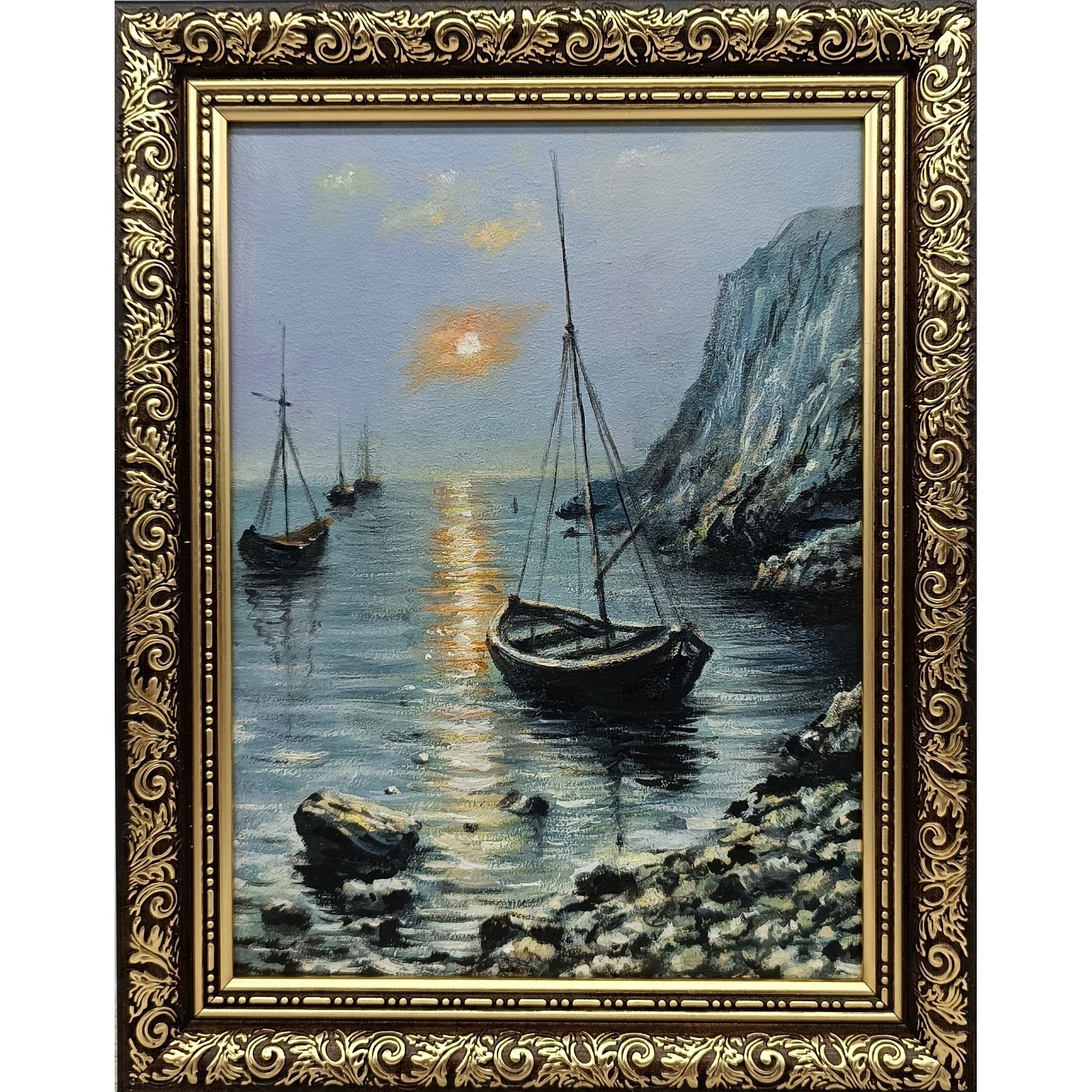Seascape Sailboat Oil Painting Signed Original Art Realism Boat Decor 7×10
