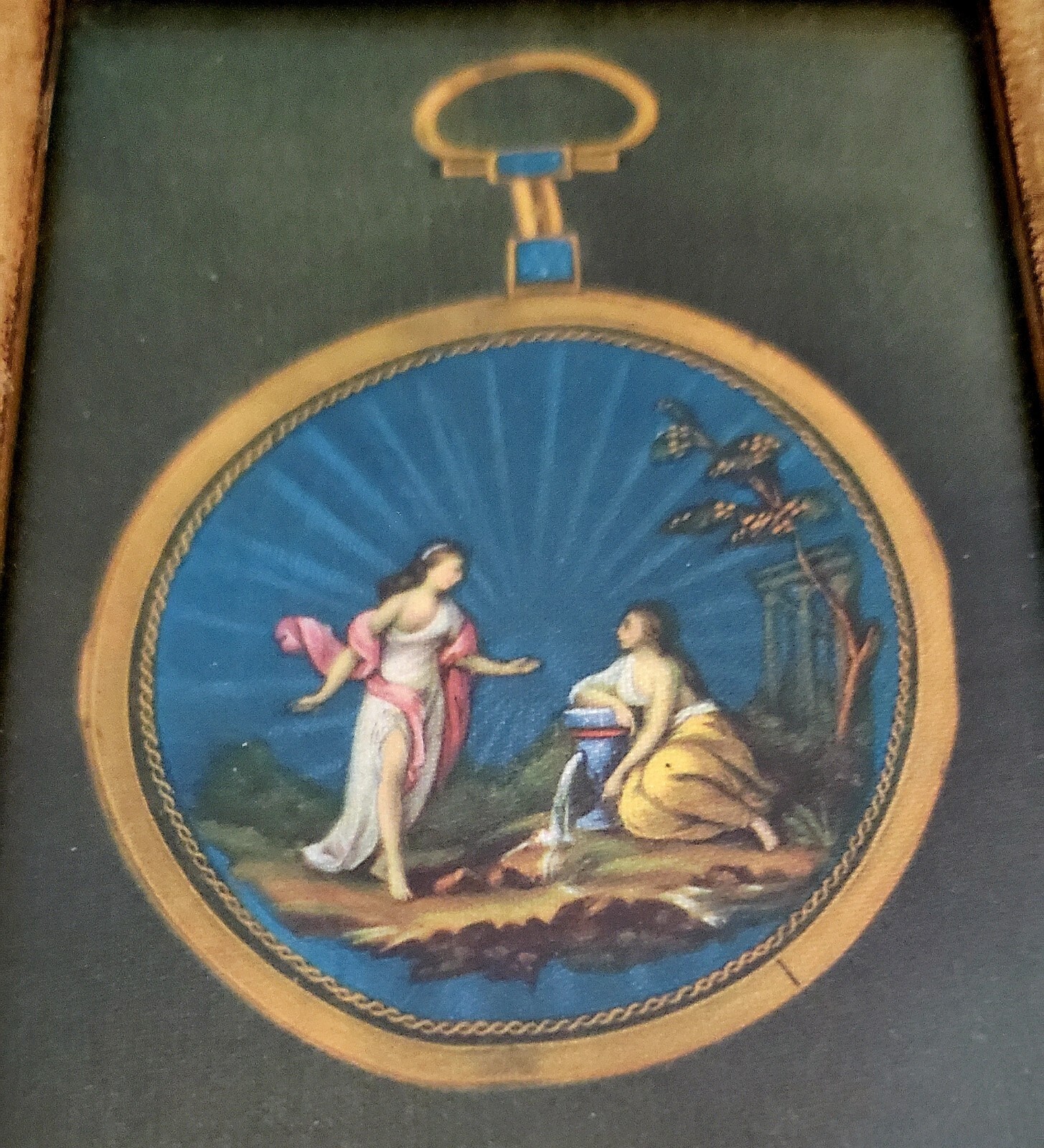 Vintage Italian Framed Painting On Silk 4×5 Made In FLORENCE Fast Shipping