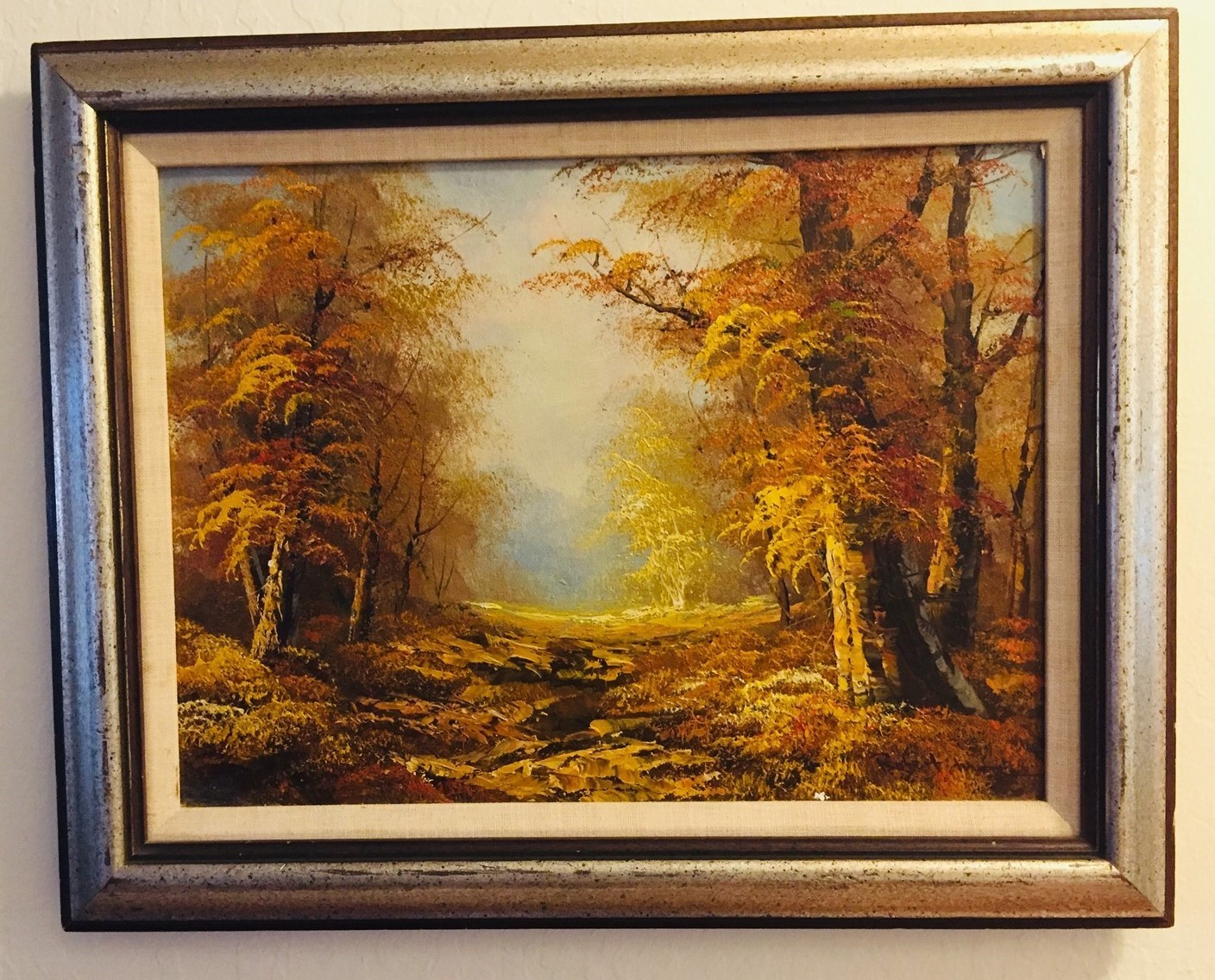 VTG Fall Autumn Landscape Signed Robert More Framed Oil Painting Nadia Kirk NY