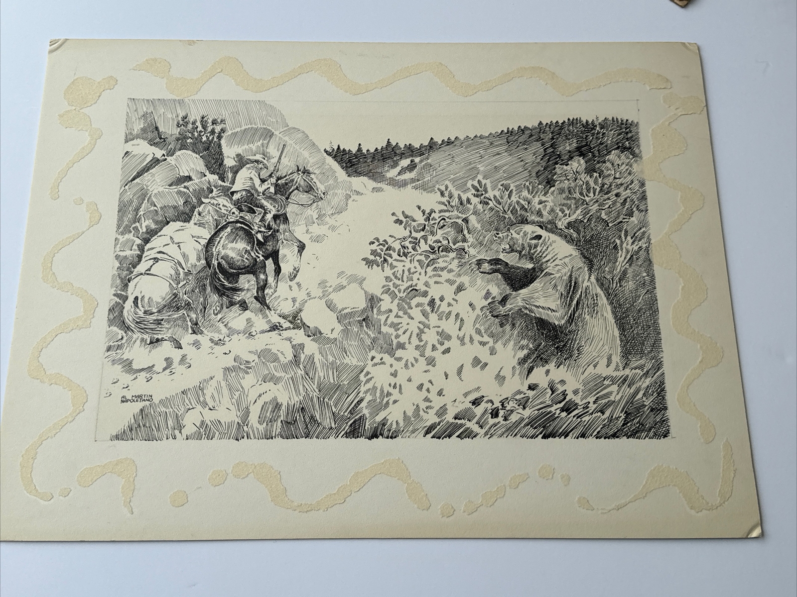 ANTIQUE ILLUSTRATION DRAWING COLLECTION AL MARTIN NAPOLETANO WESTERNN COWBOY