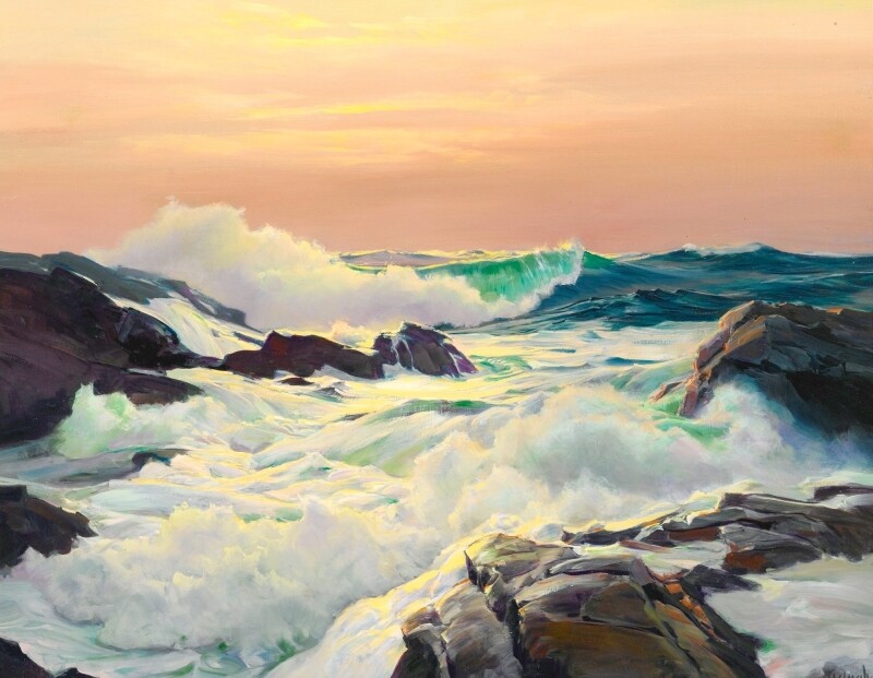 Oil painting seascape with ocean waves sunset Bright-foam-Frederick-Judd-Waugh