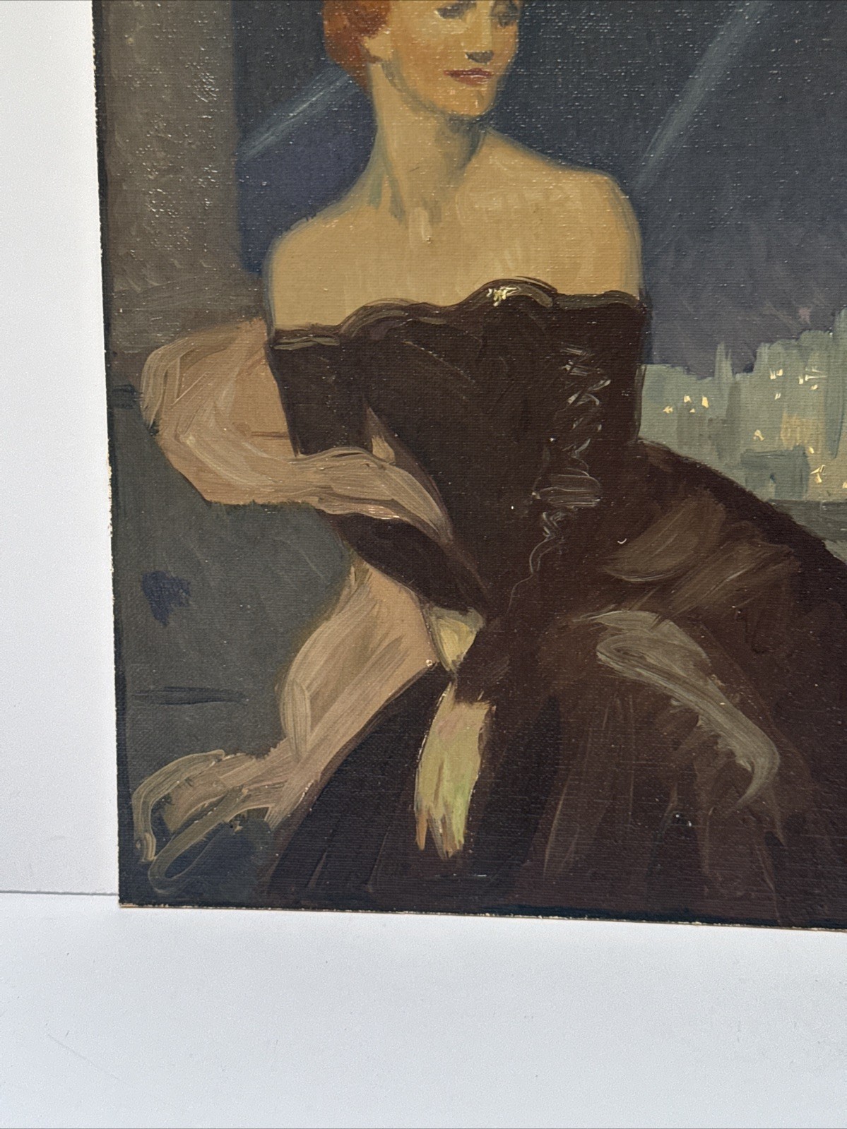 Antique Painting Portrait Woman Women Female Model Art Deco Cityscape Mystery
