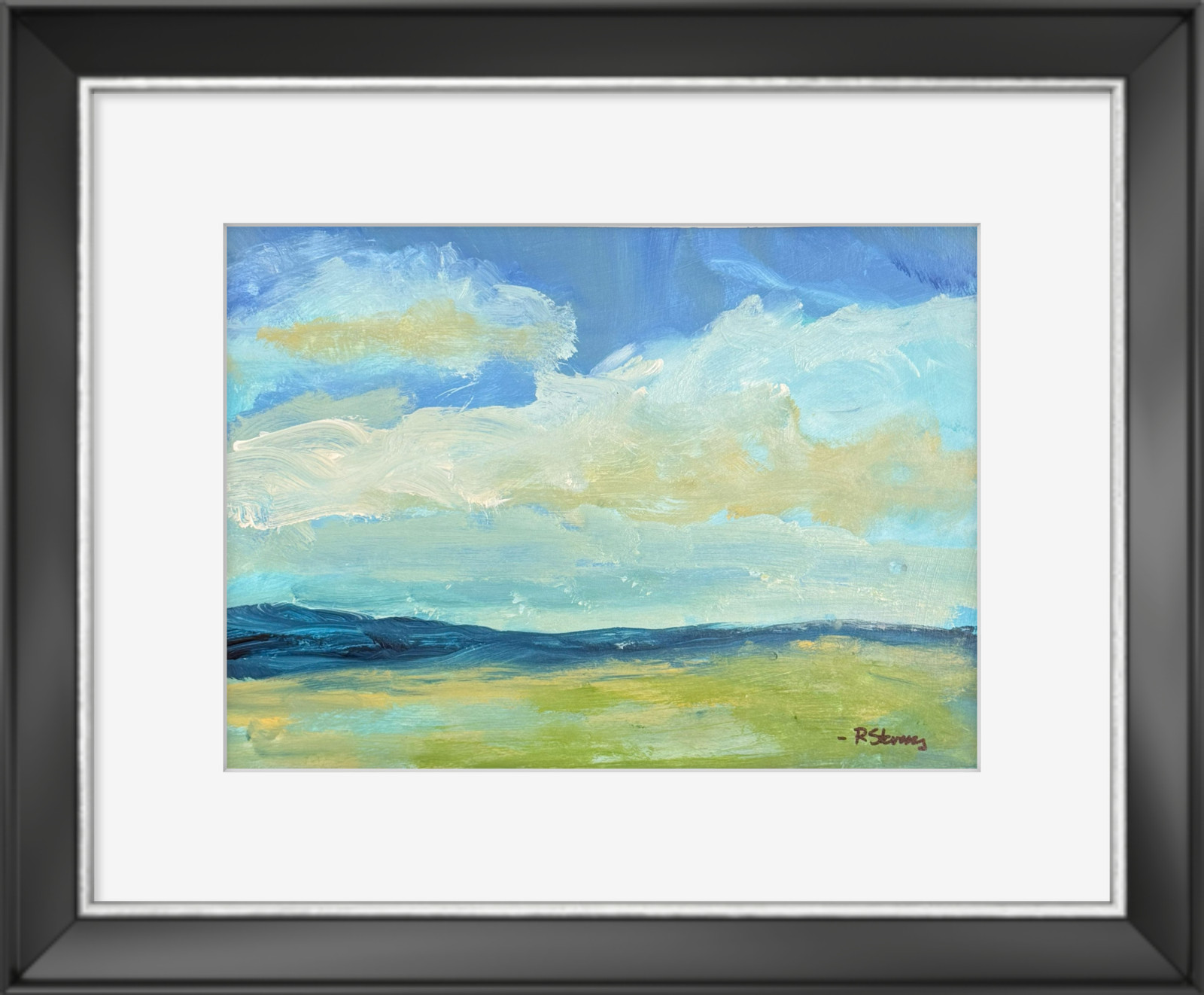 R Stevens Contemporary Impressionist Landscape Painting Blue Sky Acrylic Art