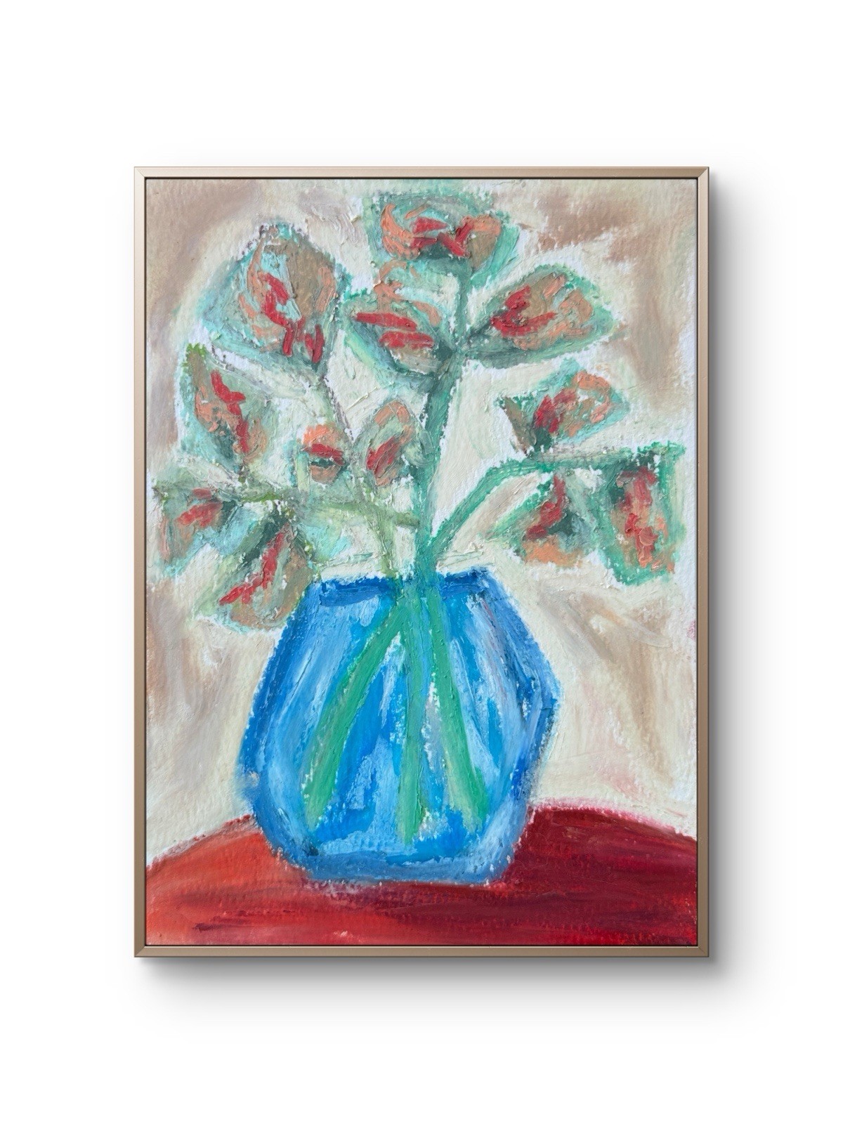 Original Impressionistic Oil Pastel Painting Artwork 5”x7” Abstract Decor