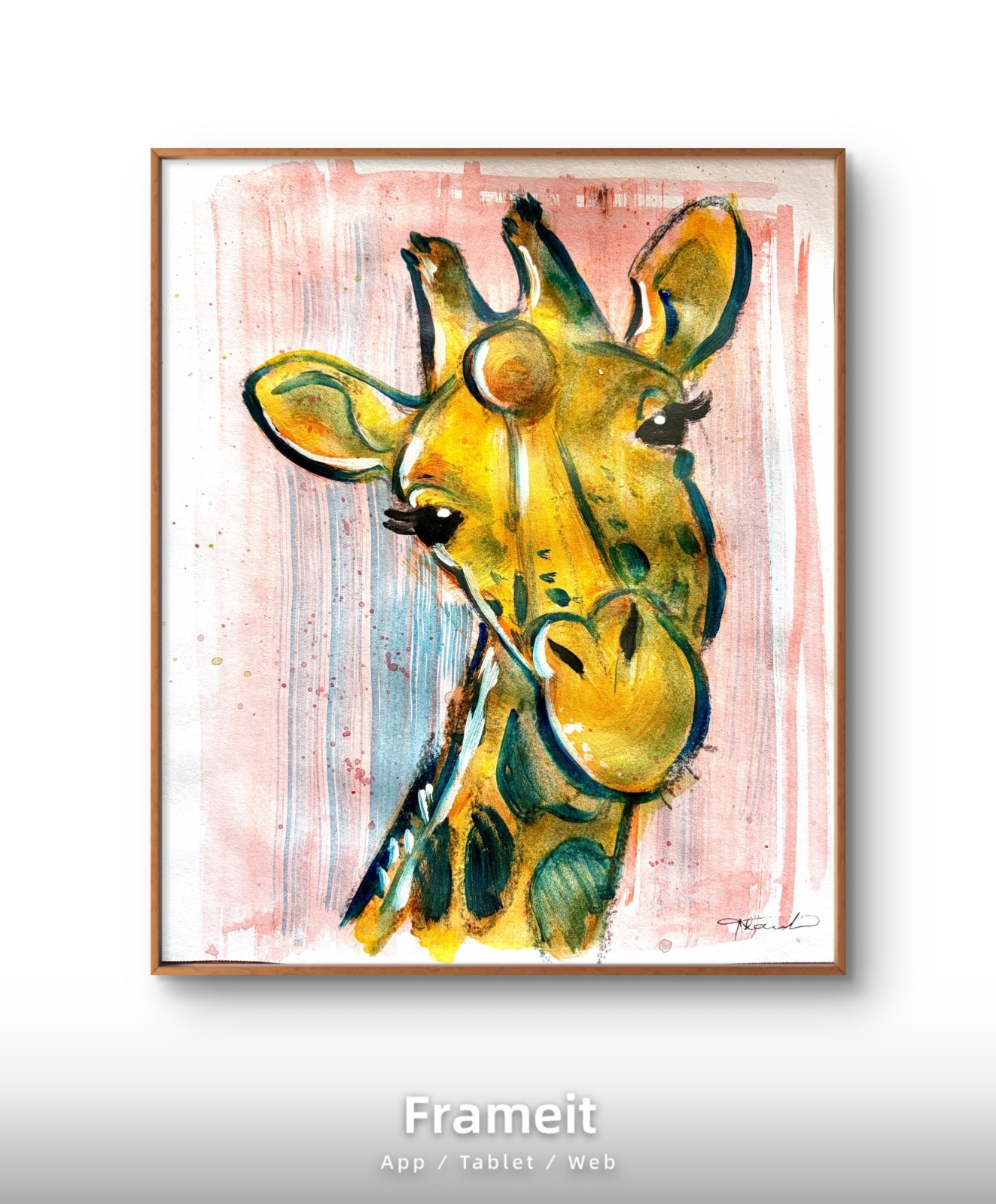 Warm Giraffe Painting By Alannah Dyer- Acrylic 8.5×11 in Beautiful Africa