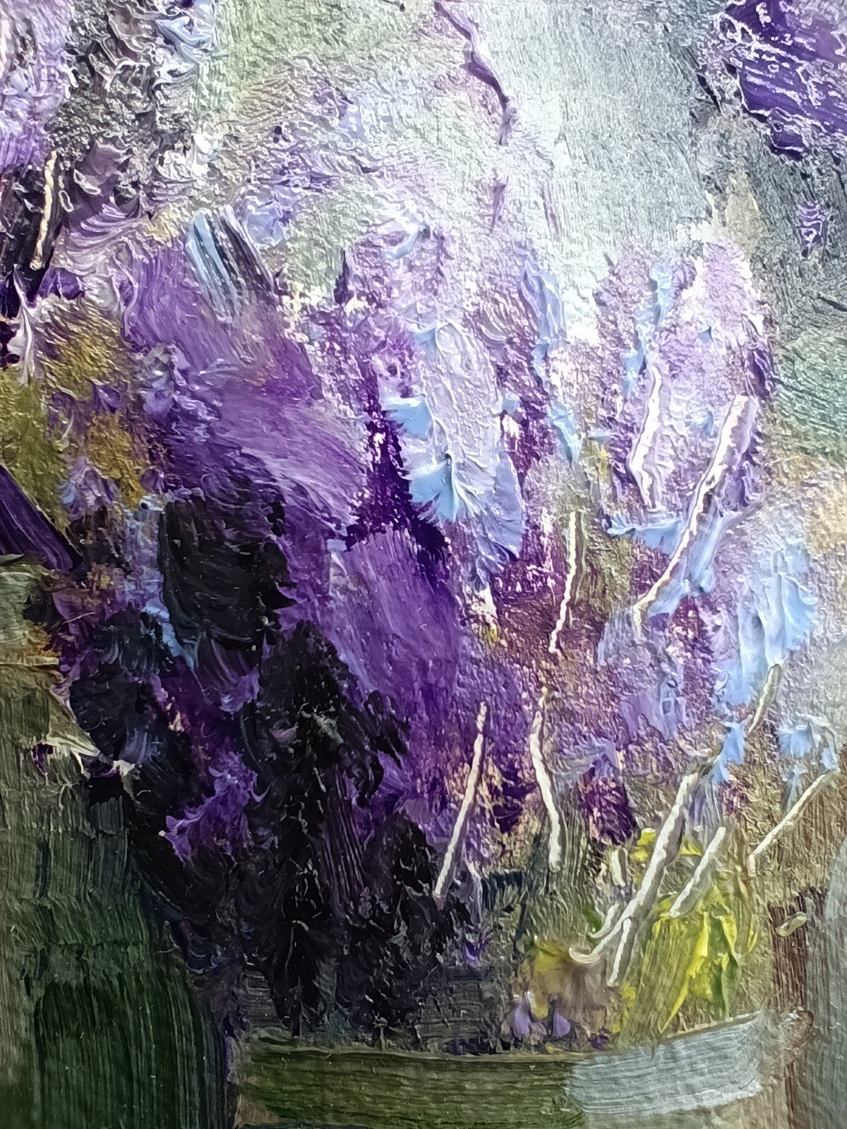 Lavender Original Oil Painting 4×6 Framed Signed Floral Still Life Flowers Art