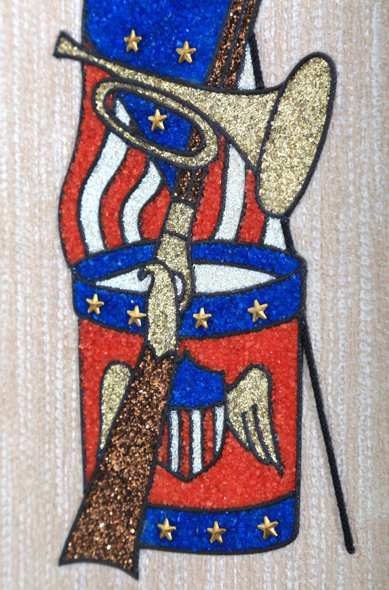 Vintage Mid Century Modern Patriot Civil War framed gravel rock Mosaic art