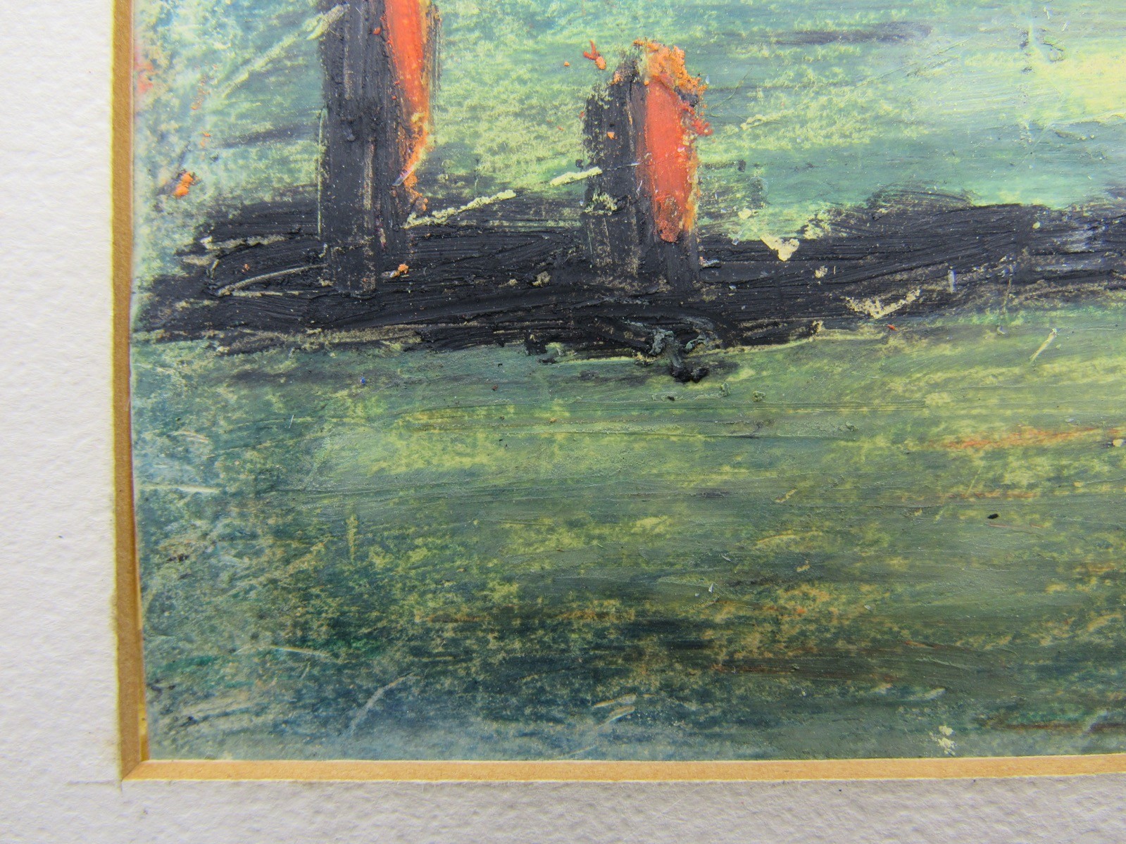 Charming framed impressionist landscape/seascape painting 9×11″