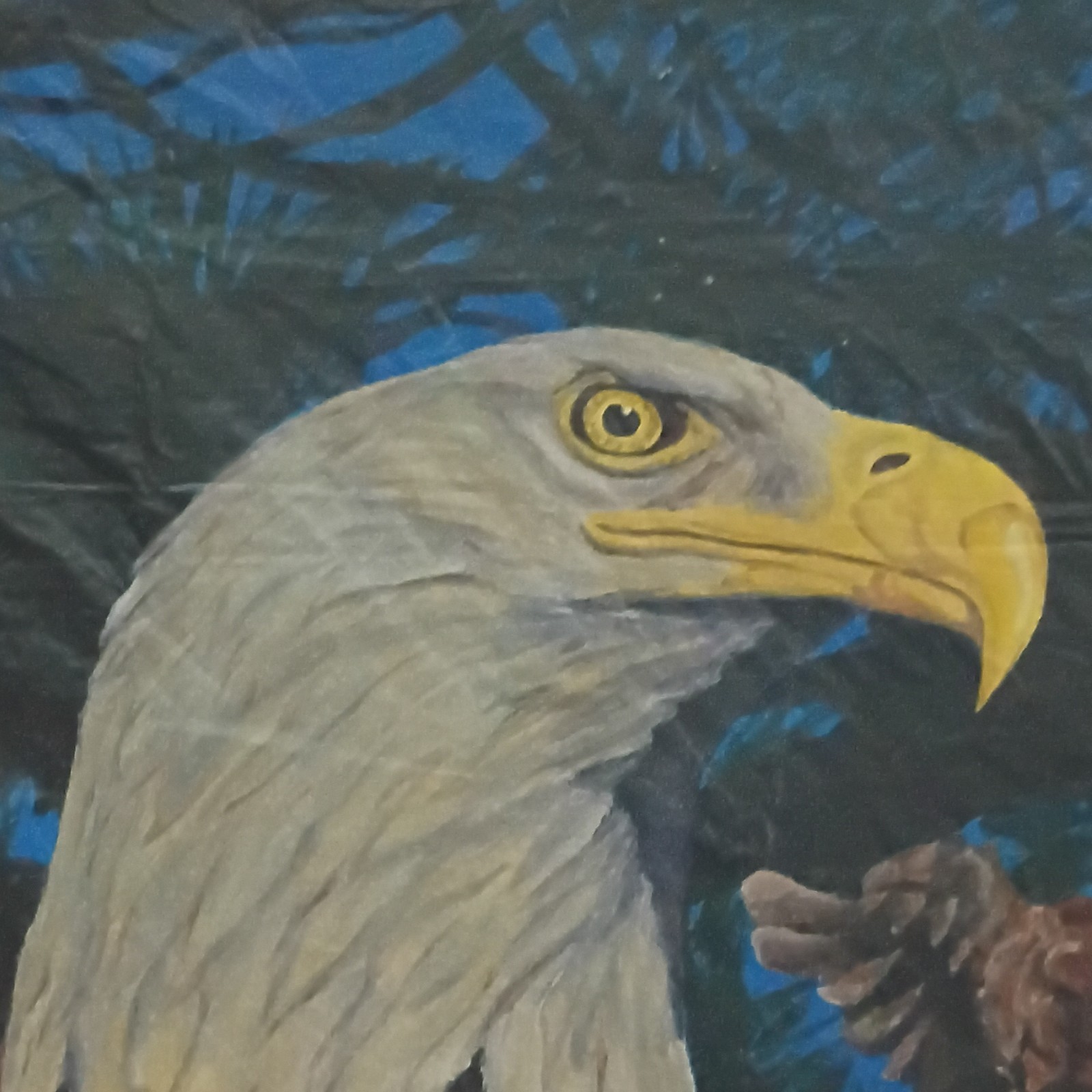Bald Eagle Realism Painting on Canvas Signed 2013 Unframed