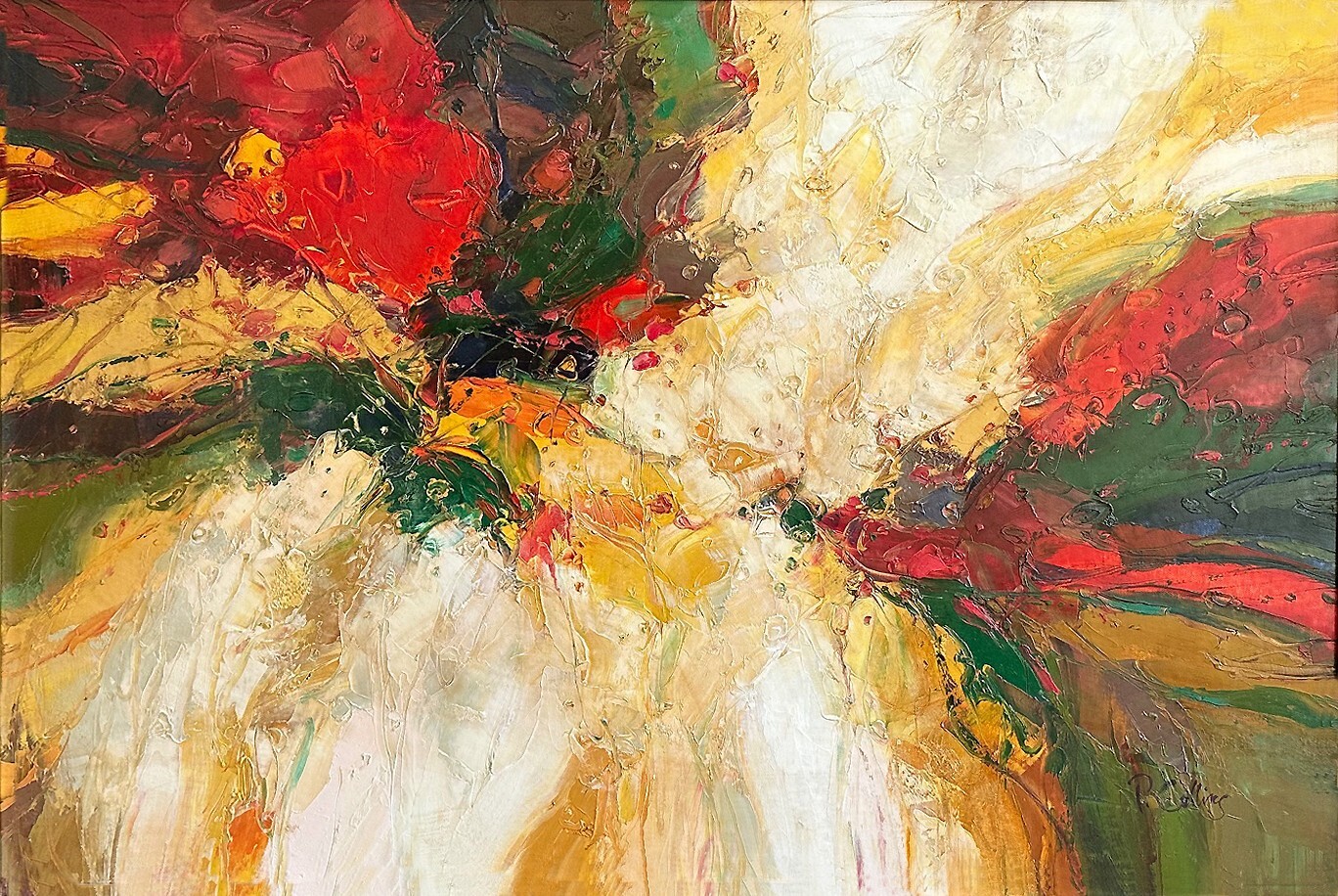 Original P. Collins Signed Contemporary Abstract Oil Painting Canvas Artwork Art