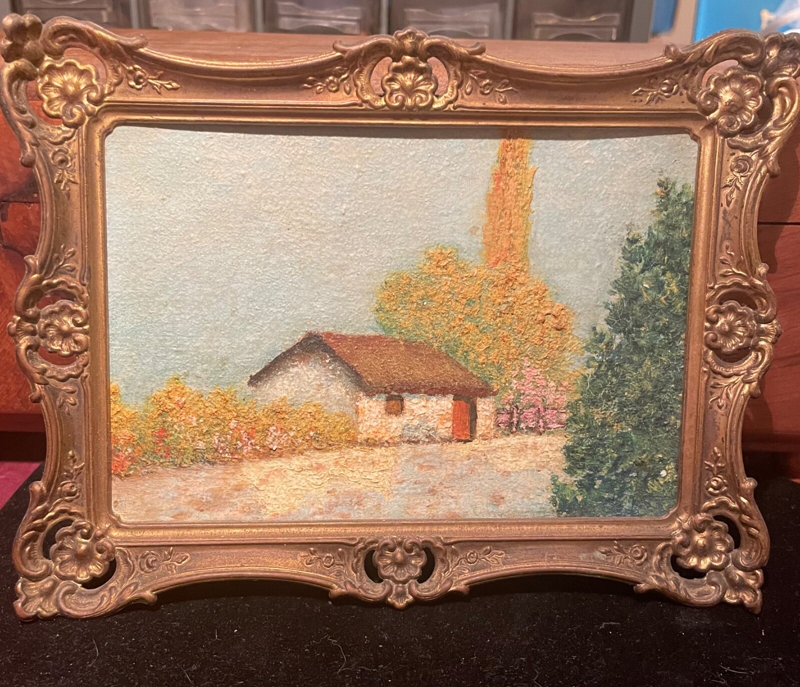 Antique French Impressionism Landscape Oil Painting. Unsigned. 5.5” x 3.75”