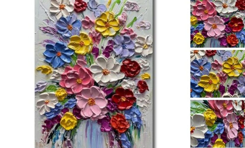 V-inspire Art,24 x 36 Inch Modern 100% Hand-Painted Abstract Oil Painting