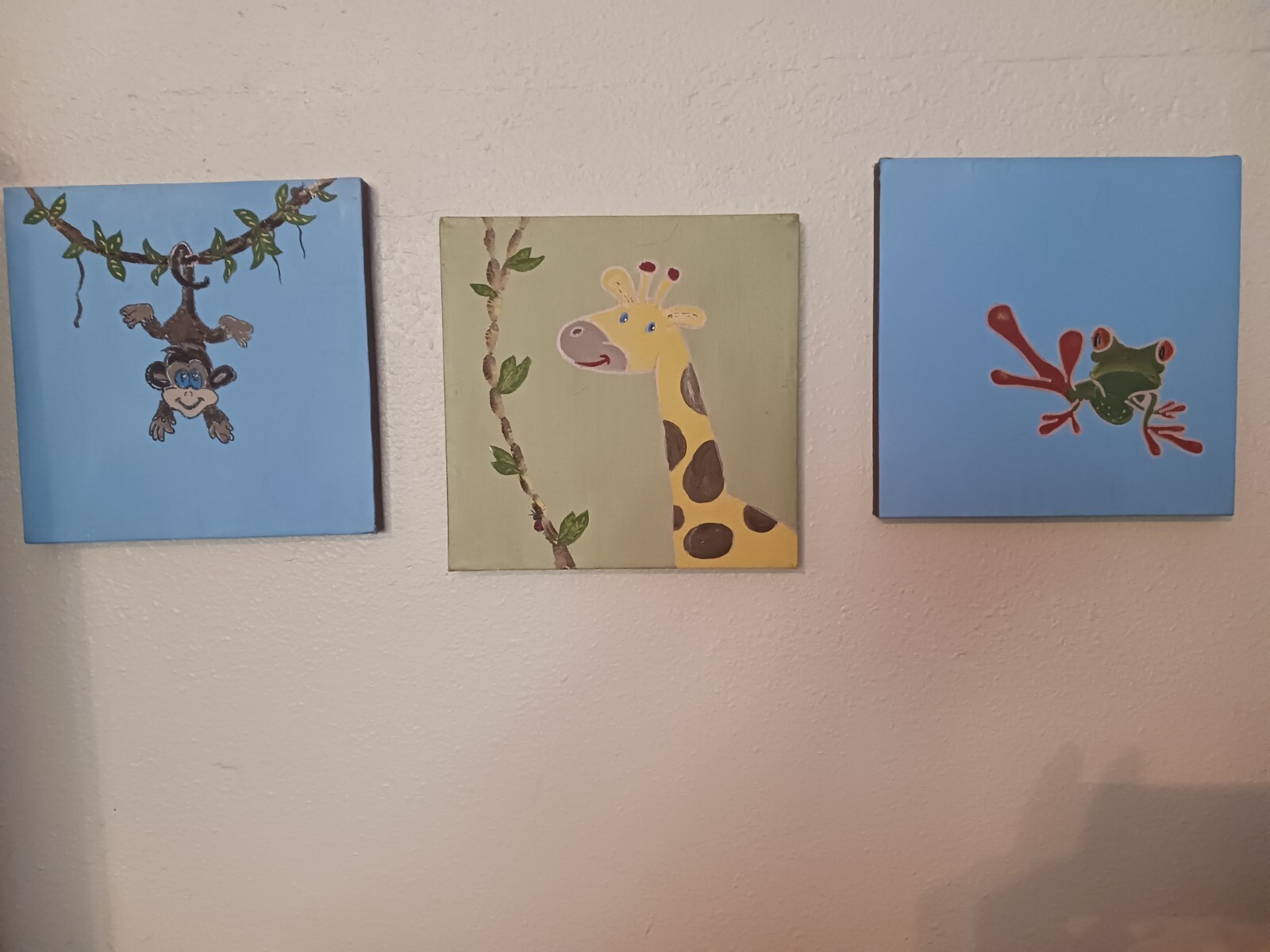 Custom Nursery Art Baby Girl Boy Jungle Animals Set Canvis Paintings Decor