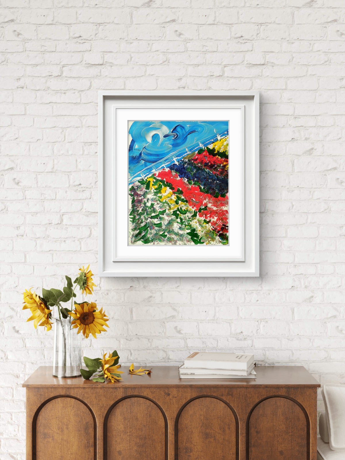 Tulip Rows Abstract Expressionist Original Painting Gallery Paper