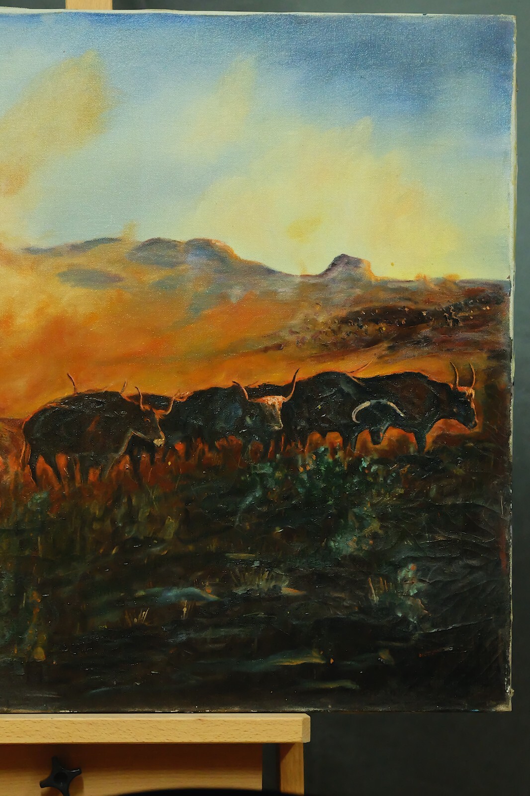 Dickison (?) Oil (?) Painting on stretched canvas Very Good Condition 22X22in