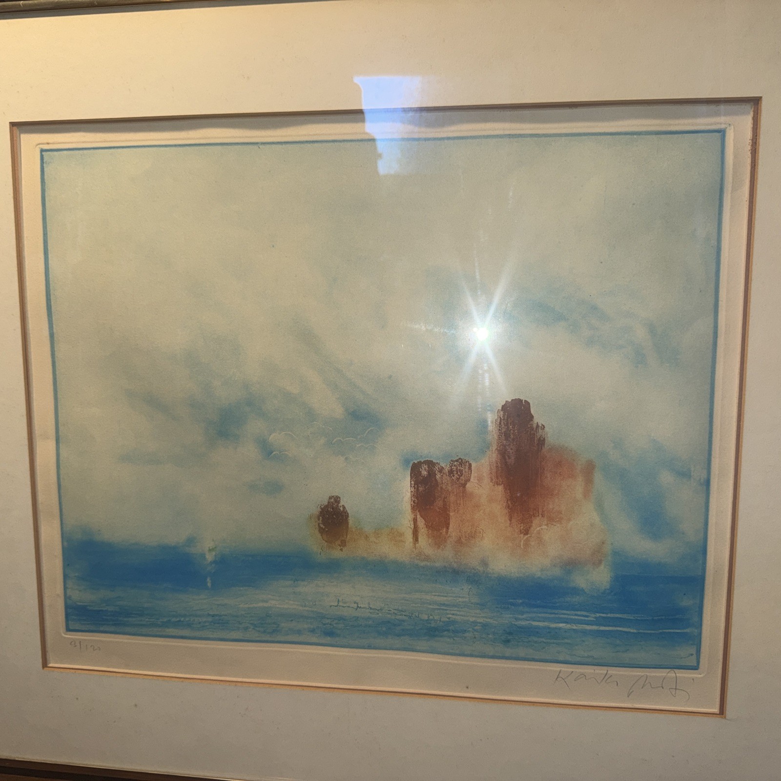 Kaiko Moti Ocean Landscape Painting Numbered And Hand Signed Also In A Frame