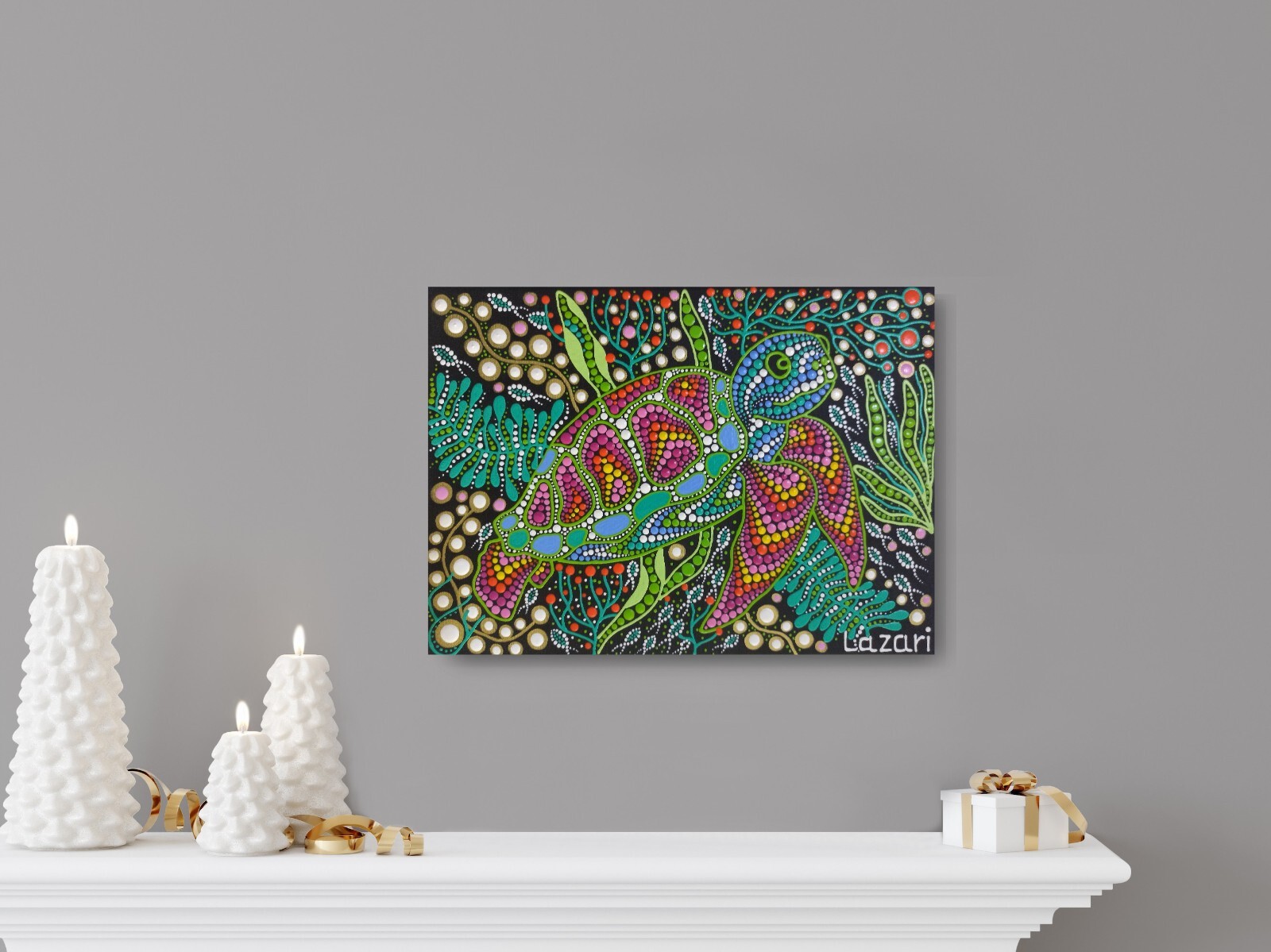 Ocean sea turtle original ACEO painting marine wildlife art Sea animals 14*10 in