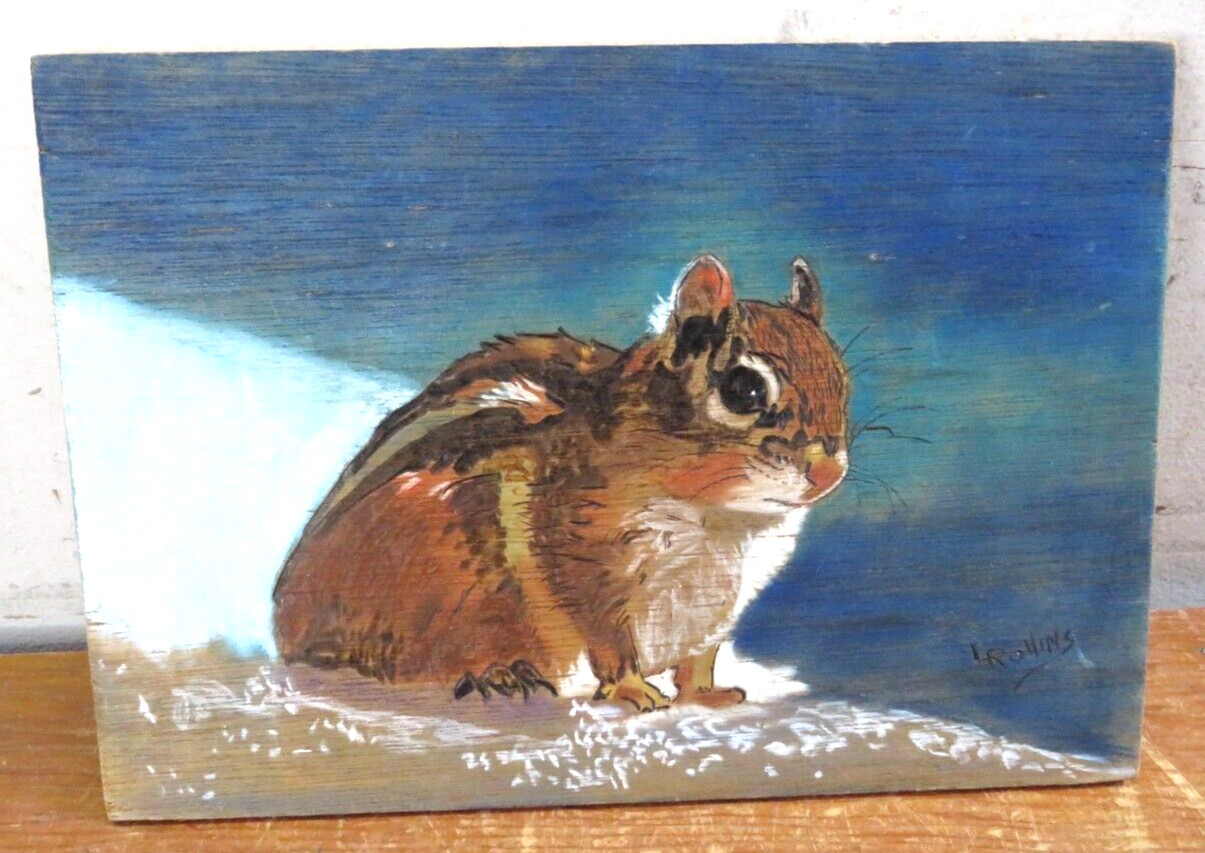Original Wood Burning Art – Chipmunk Painting 11.25″ x 8″