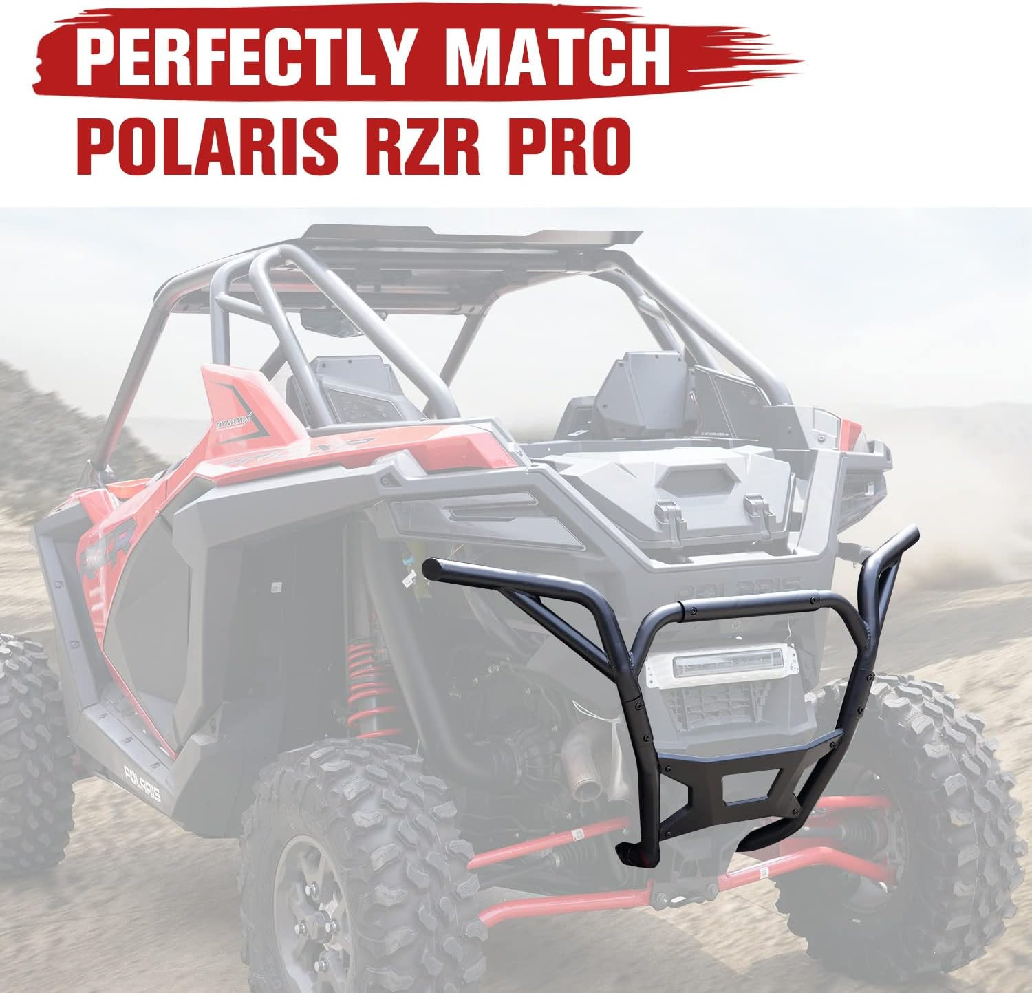 Polaris RZR PRO XP Rear Low Profile Bumper & Heavy Duty Brush Guard, Matte Black