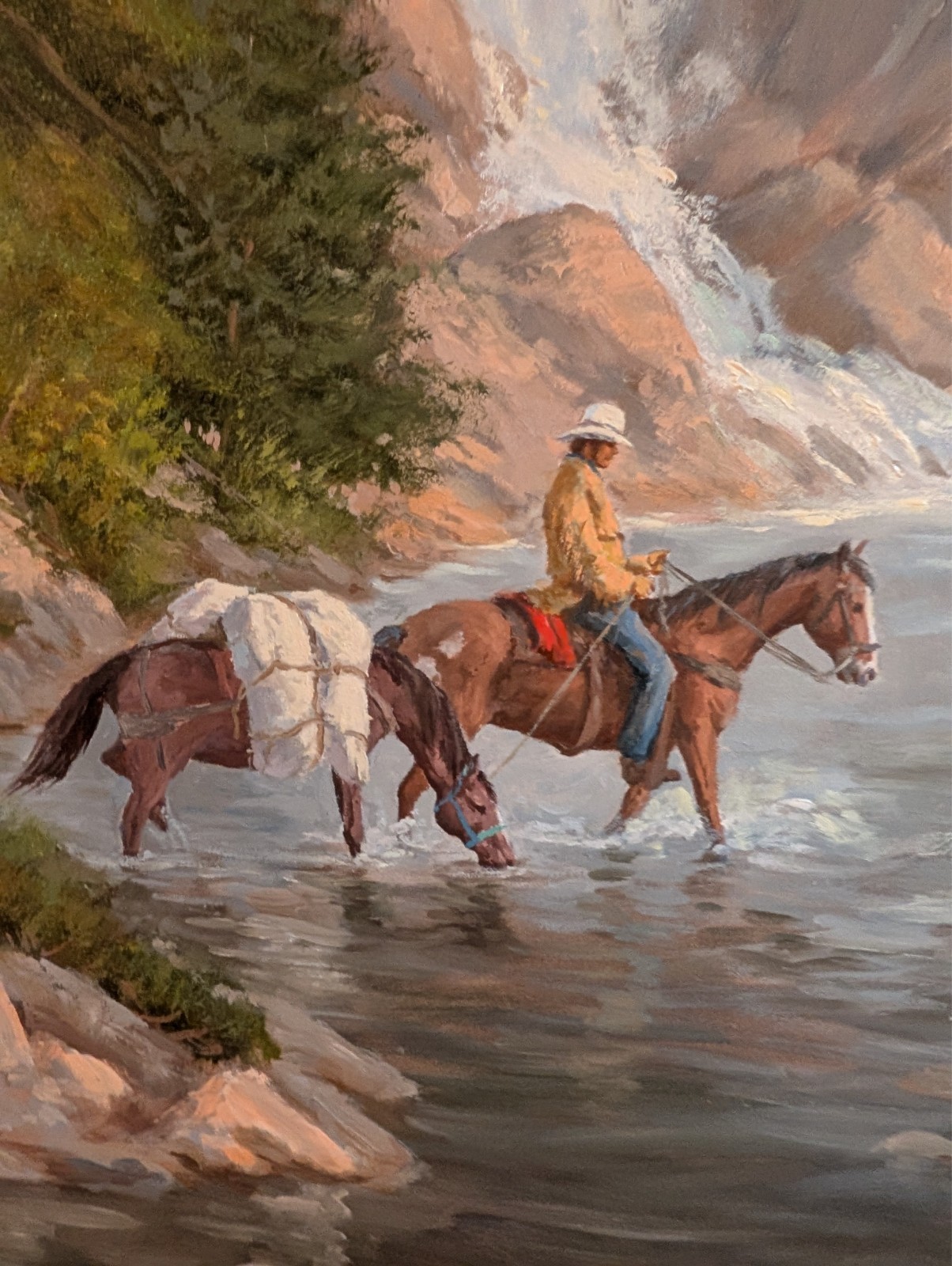 Mark Ogle «Horse Mountain Man» Framed Oil on Masonite Original Western Art