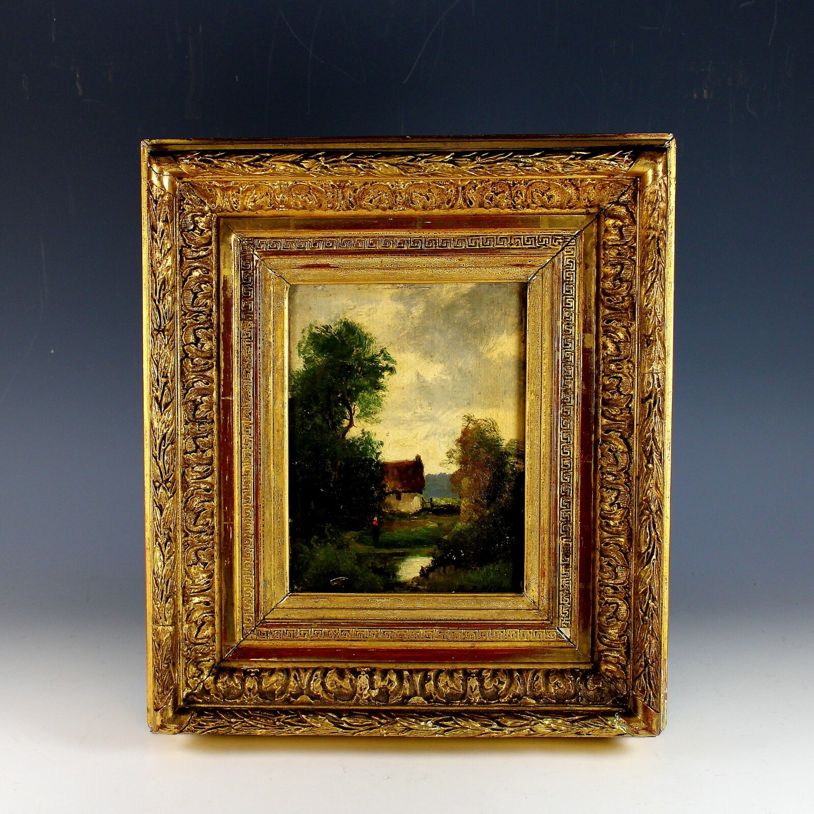 19thC Landscape Oil Painting in the Barbizon Style by E. Marin