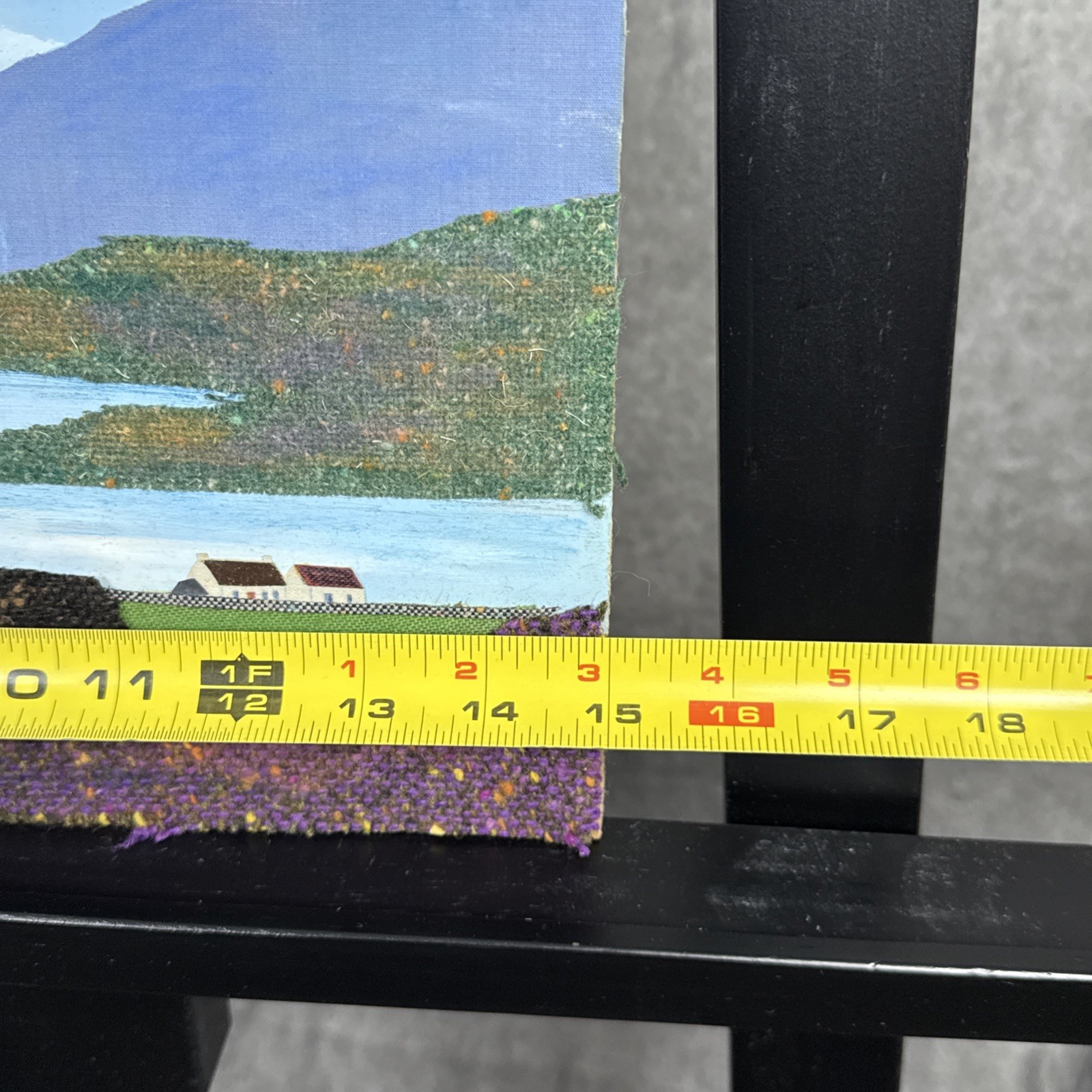 Mixed Media Painting Unsigned Mountain Lake Landscape 15×10”