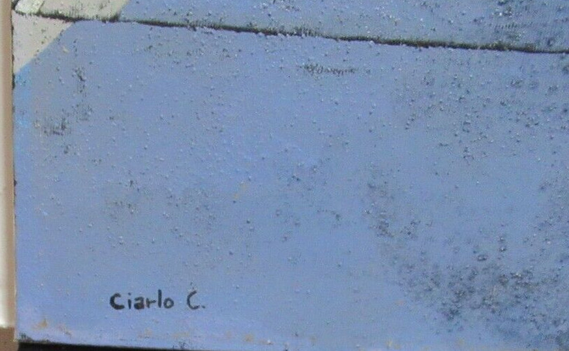 CIARLO C. BEACH FRONT PROPERTY ORIGINAL OIL ON CANVAS SEASCAPE PAINTING UNFRAMED
