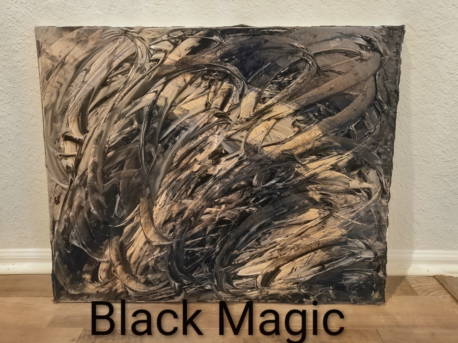 Trey Coppland, Black Magic Abstract Acrylic Painting, 24+30 in, 2026, Signed