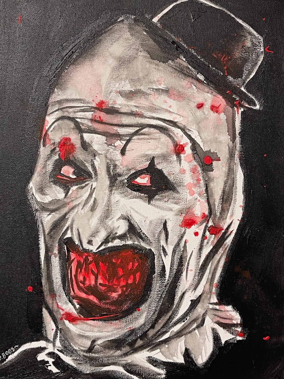 Seasoned Art The Terrifier Art The Clown hand painted portrait horror film clown