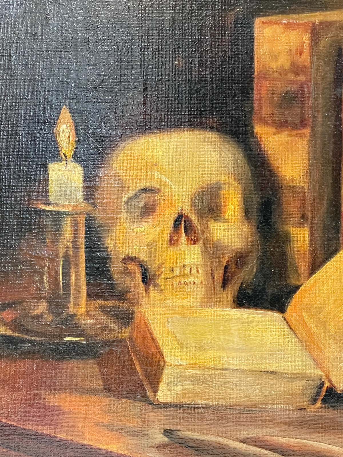 Vintage Signed Emily Pancake Memento Mori Still Life Oil on Canvas Painting