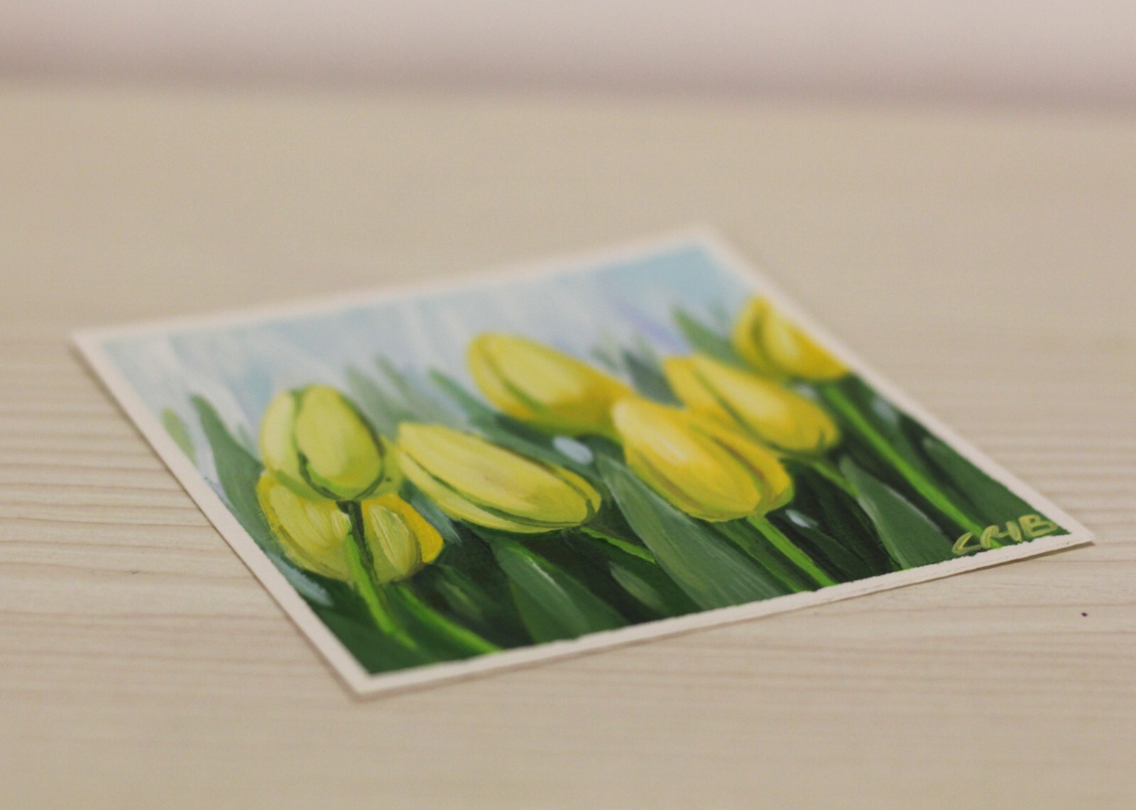 Tulips Original Oil Painting 4×4 Spring Flowers Hand Painted Author’s Painting