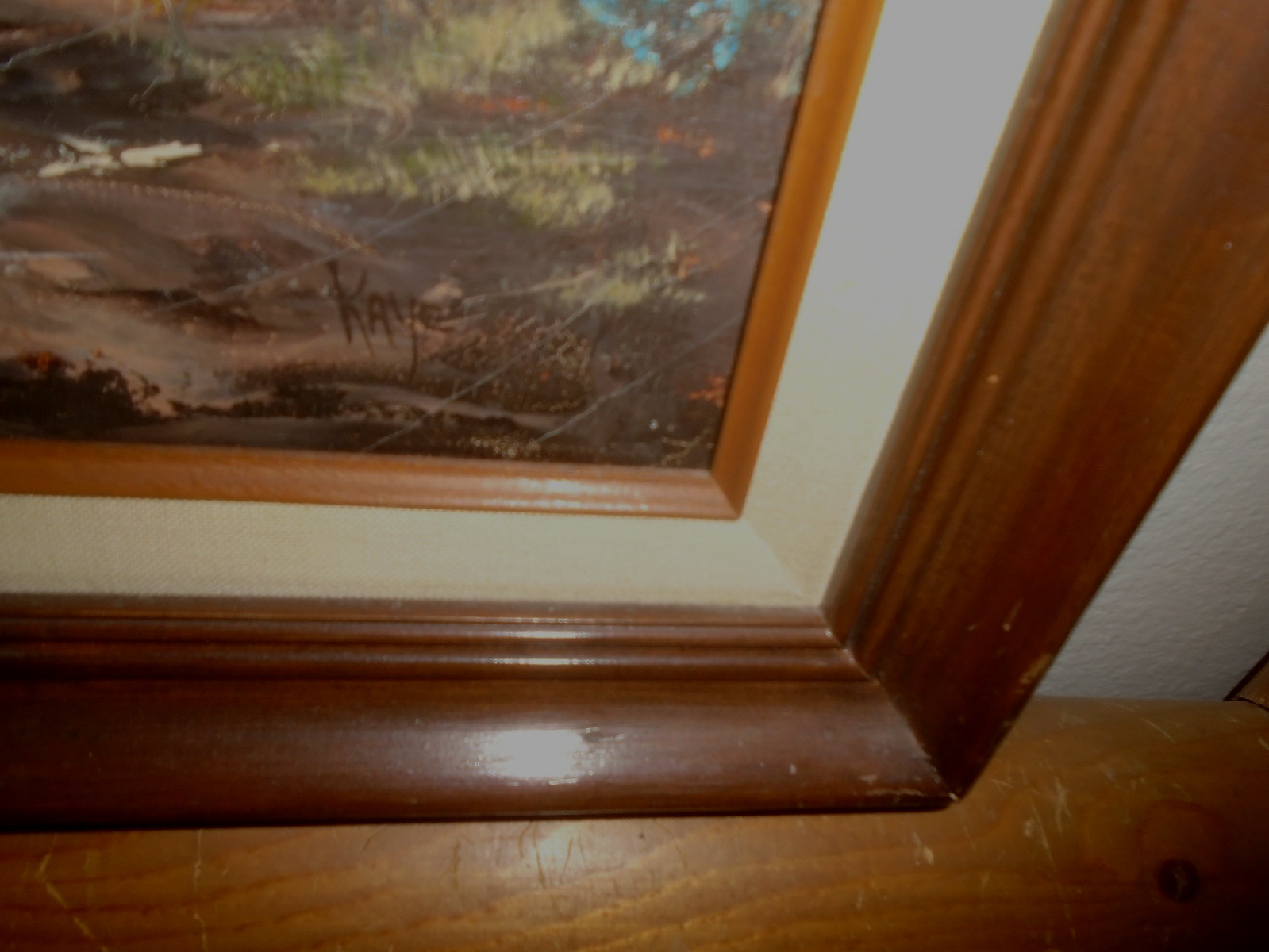 KAYE BAKER Large Vintage Oil Painting Deer In Woods Framed Wildlife Wall Art