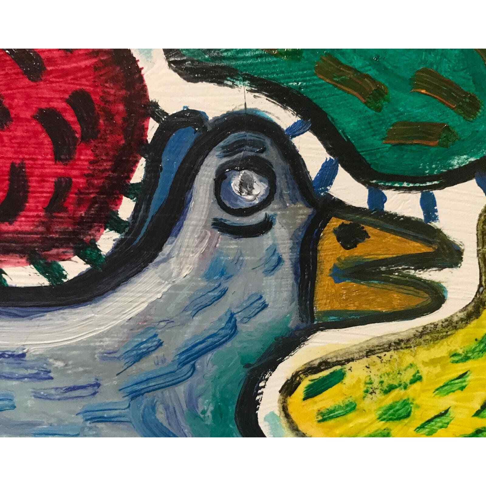 9×12” Original Outsider Painting on Wood Panel | Strange, Funky, Cryptid Animal