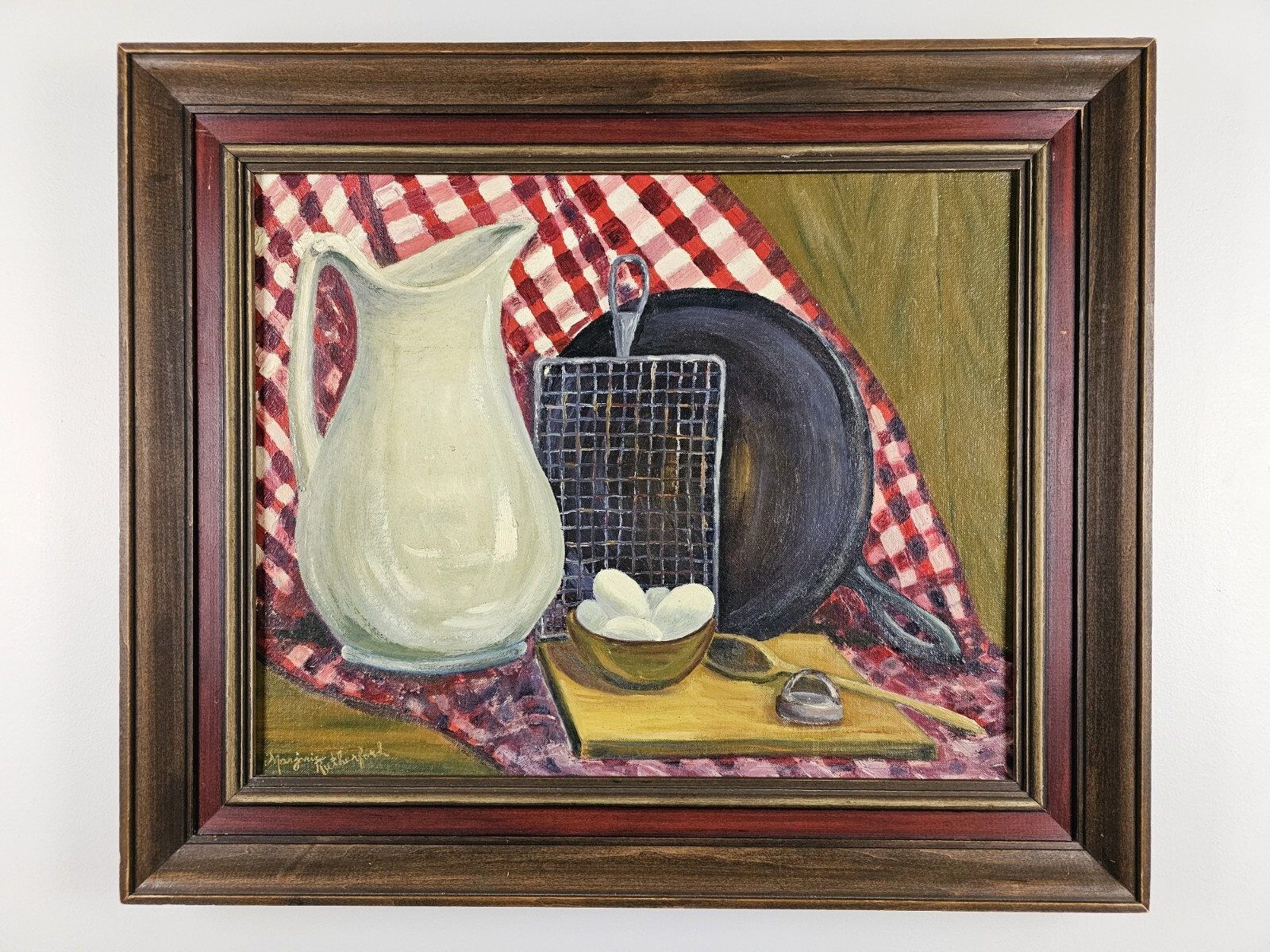 Vintage Original Signed Marjorie Rutherford Oil Painting 24.75×20.75 Framed Art