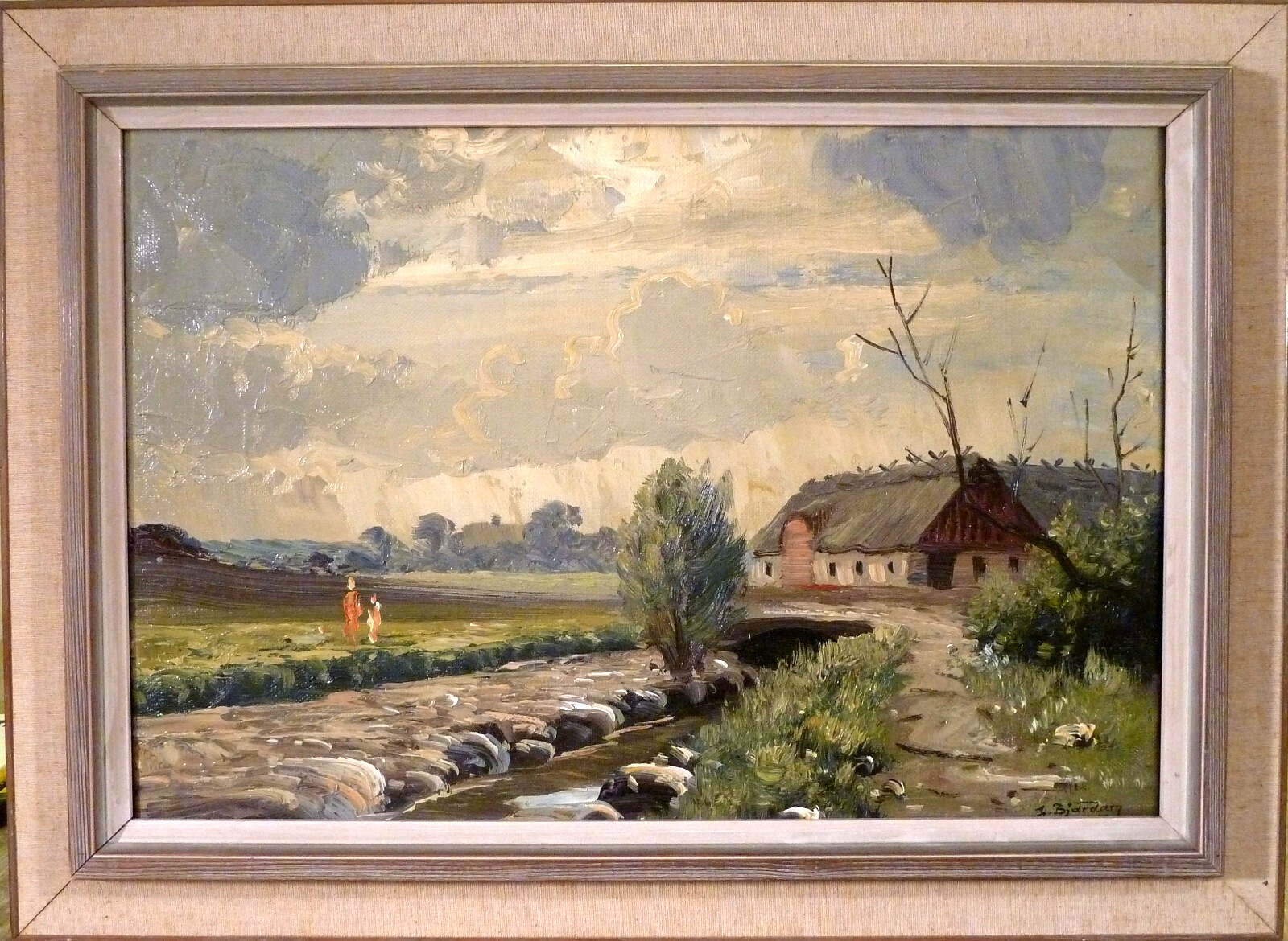 HENNING BJARDAM! LANDSCAPE WITH FARMHOUSE AND FIGURES