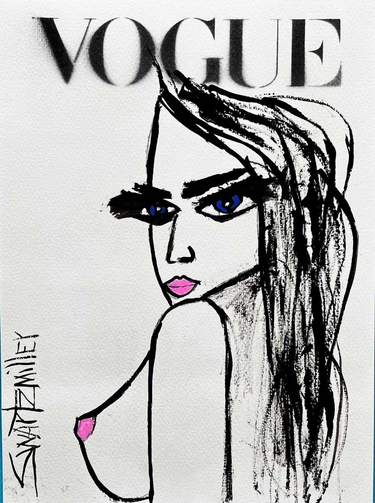 FREE SHIPPING PRETTY LADY PAINTING POP ART Recycled UNIQUE Original SWARTZMILLER