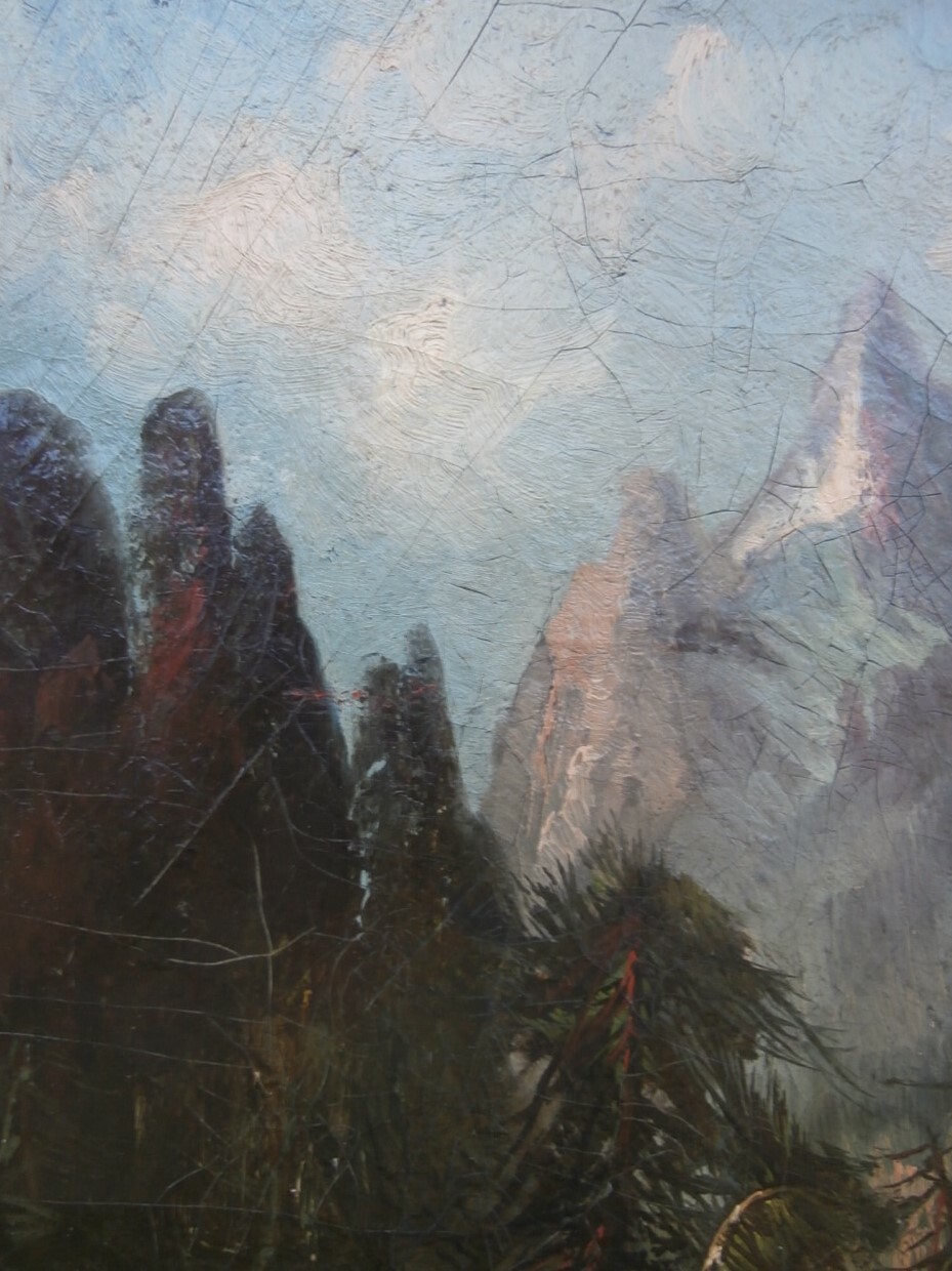 1860s Artist SIGNED «FB» 19th C. PAINTING Frederick Butman ROCKY MOUNTAIN SCHOOL