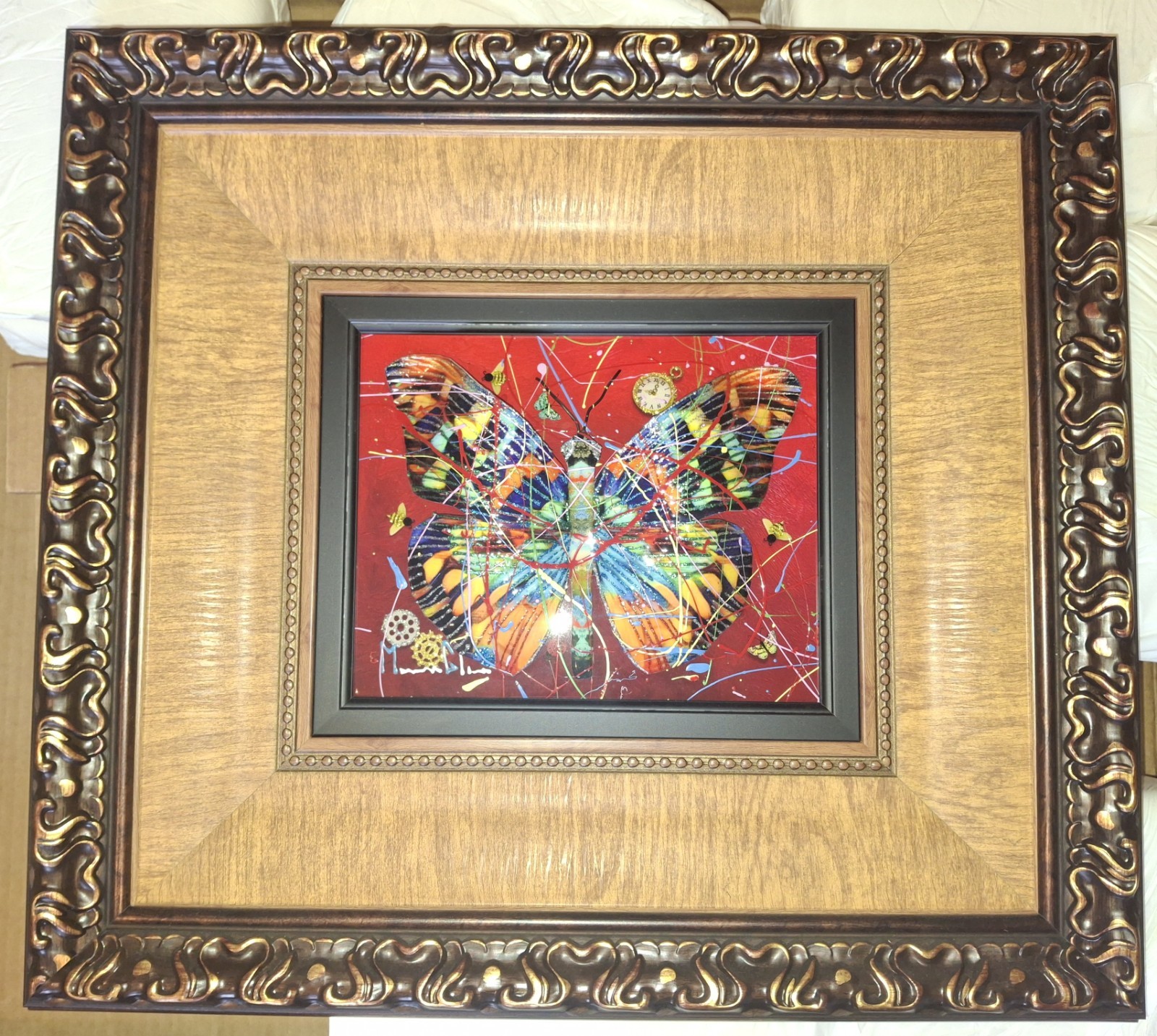 Marcus Glenn unique Little Change Goes Long Way butterfly red signed framed 2023