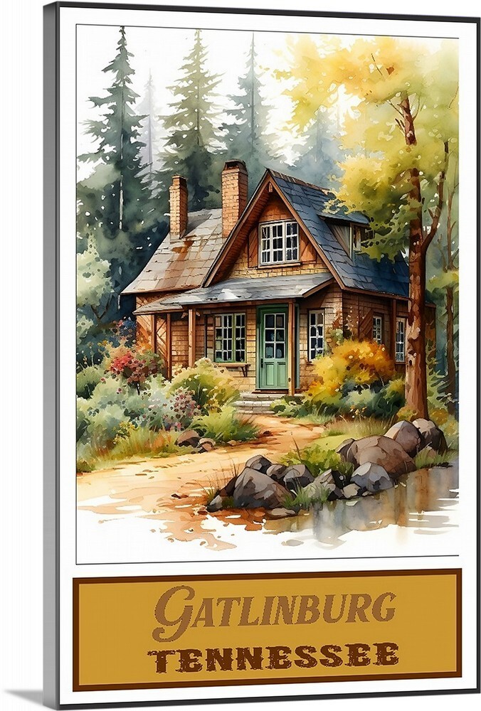 Gatlinburg Tennessee Summer Cabin in Wilderness Art Canvas Wrap Or Poster art
