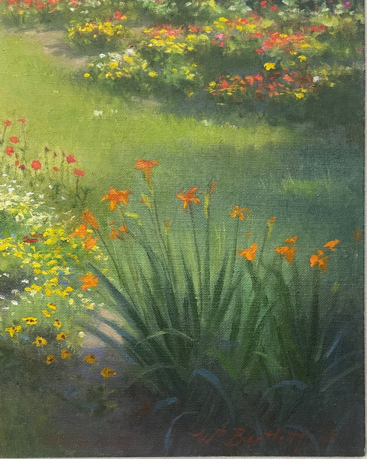 Vintage WILLIAM E BARTLETT ‘Backyard FLOWER GARDENS’ Contemporary Oil Painting