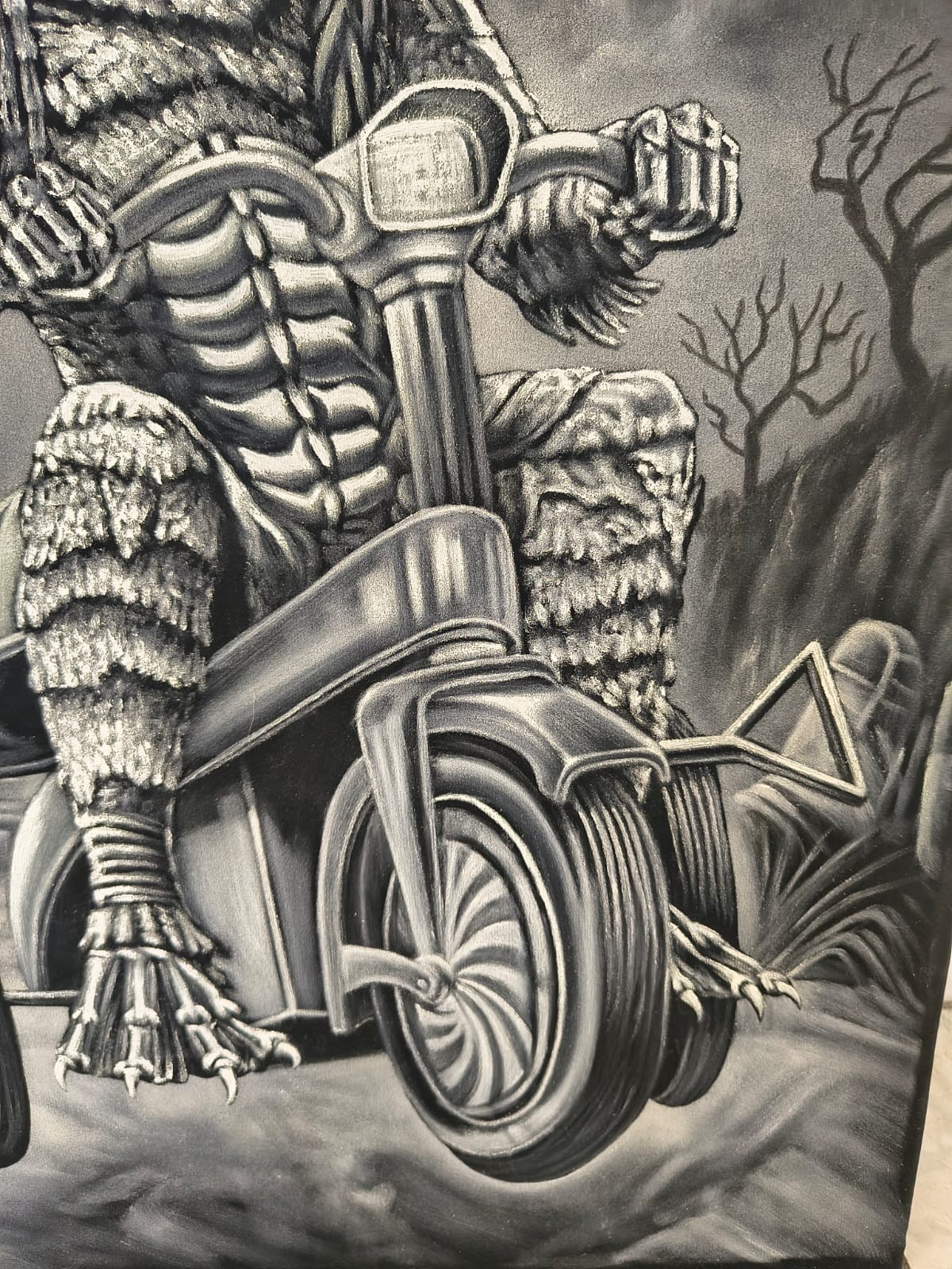 Creature from The Black Lagoon Bizarre Monster Black Velvet Painting Fine Art
