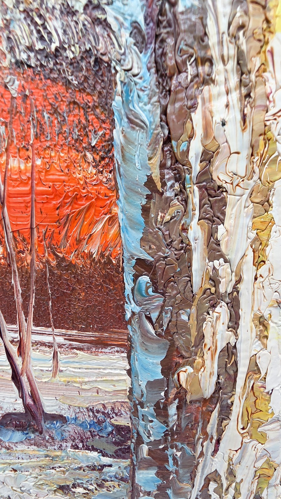 Vintage Mid Century Oil Painting Winter Cabin Landscape Impasto Signed F….