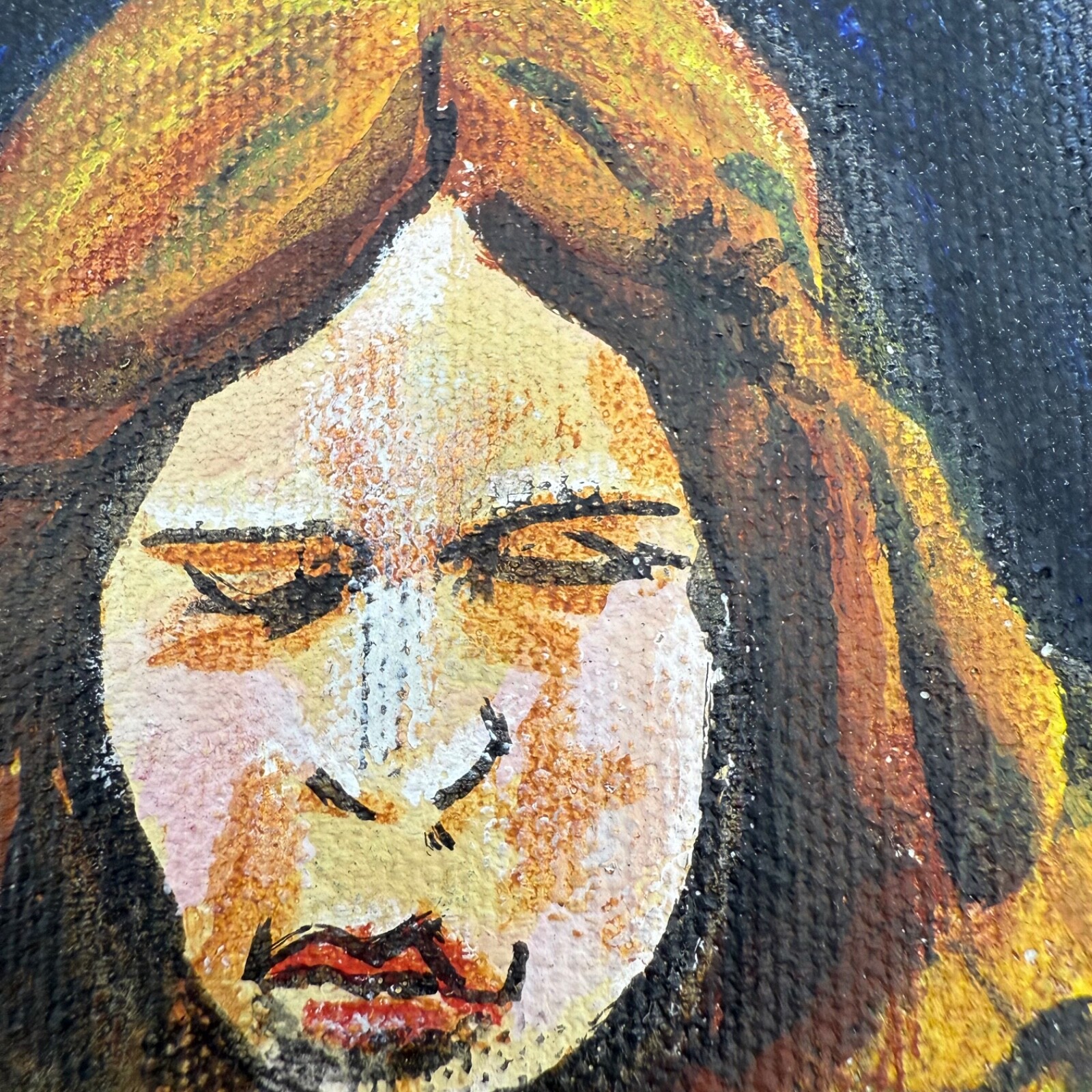 Original Acrylic «Girl with Balloon» by R. Oviatt Jr, 5″x7″ in frame
