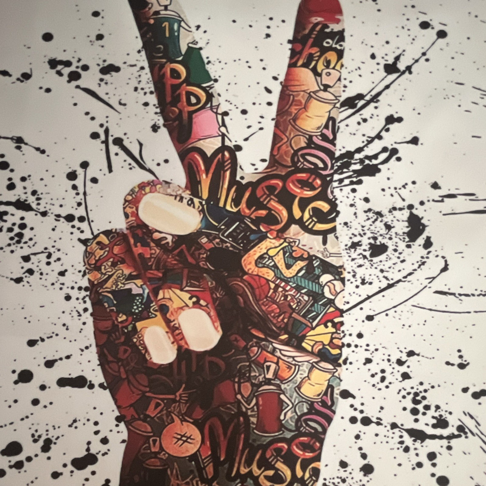Abstract Hand Gesture Painting on Canvas, Unframed Single Piece Wall Art