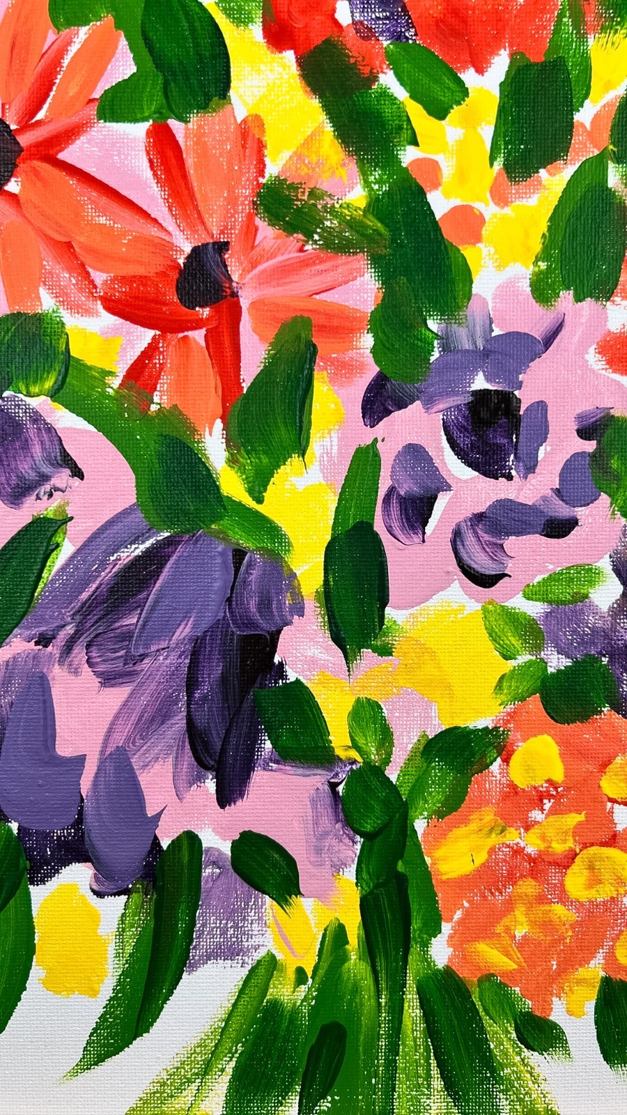Floral Bouquet Original Expressionist Painting Colorful Modern Art OOAK 12×16