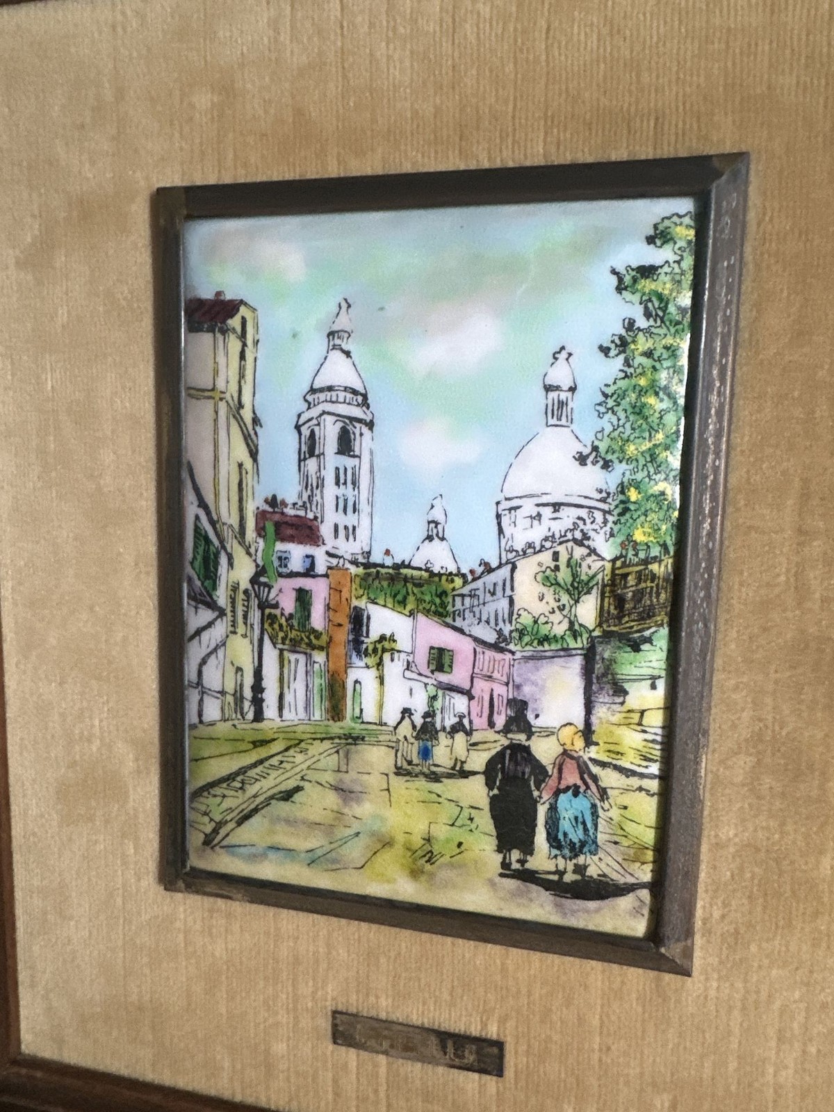 C-07. Hand-Painted Enamel Over Ceramic. After Maurice Utrillo. 1960s